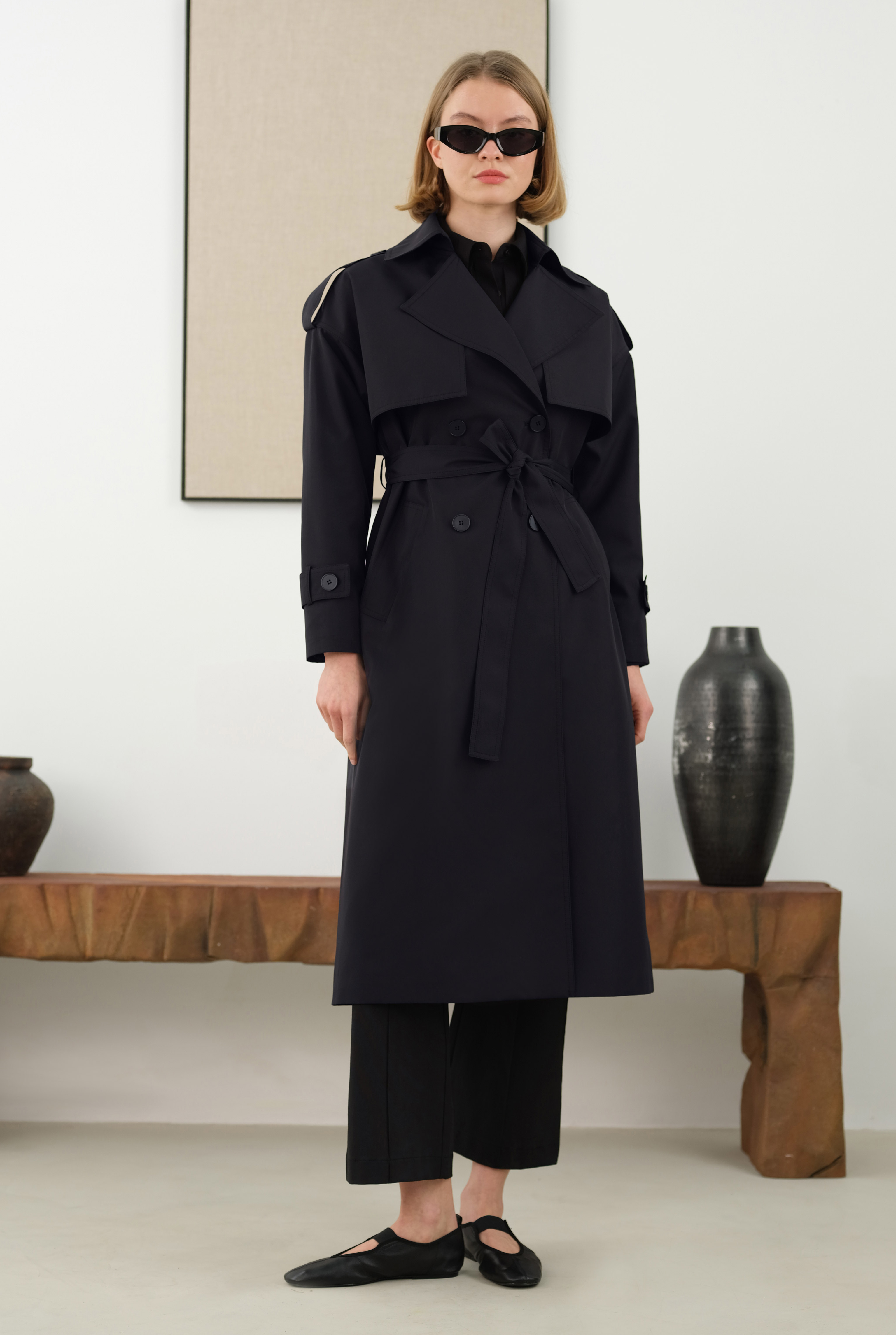 Long Classic Trenchcoat Black - 4
