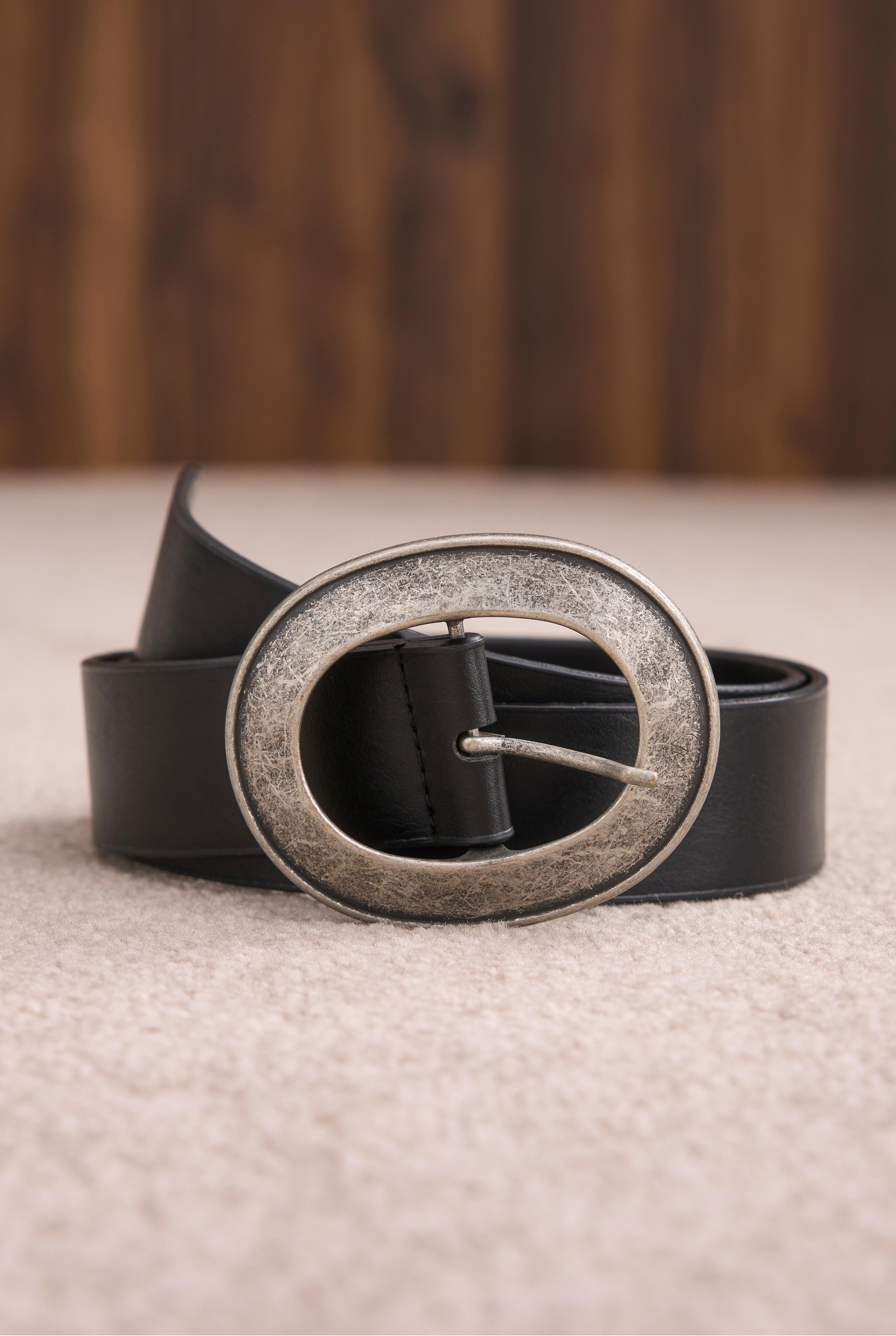Belt With Metal Ring Buckle Black - HE-QA