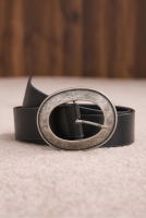 Belt With Metal Ring Buckle Black 