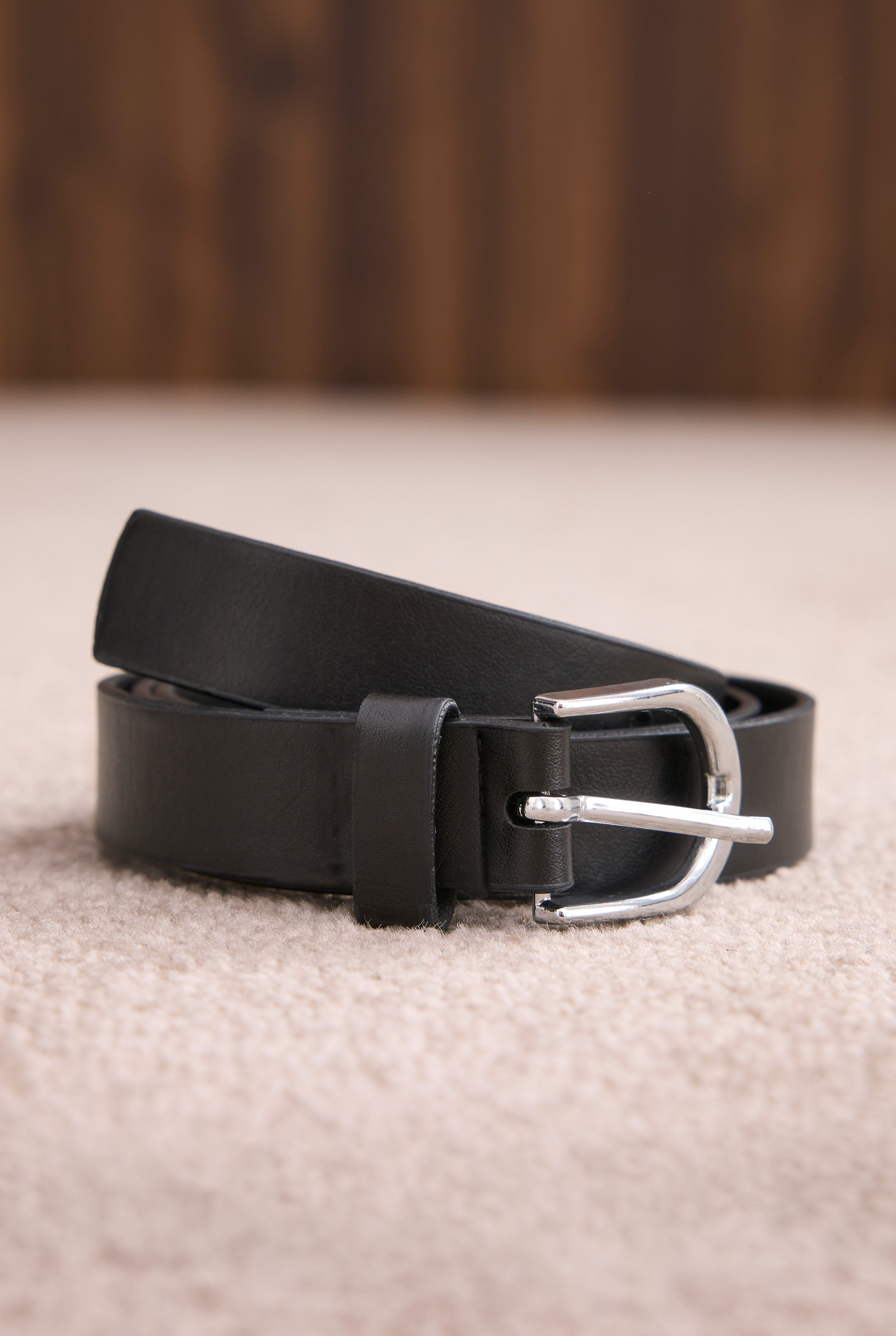 Belt With Metal Ring Buckle Black - HE-QA