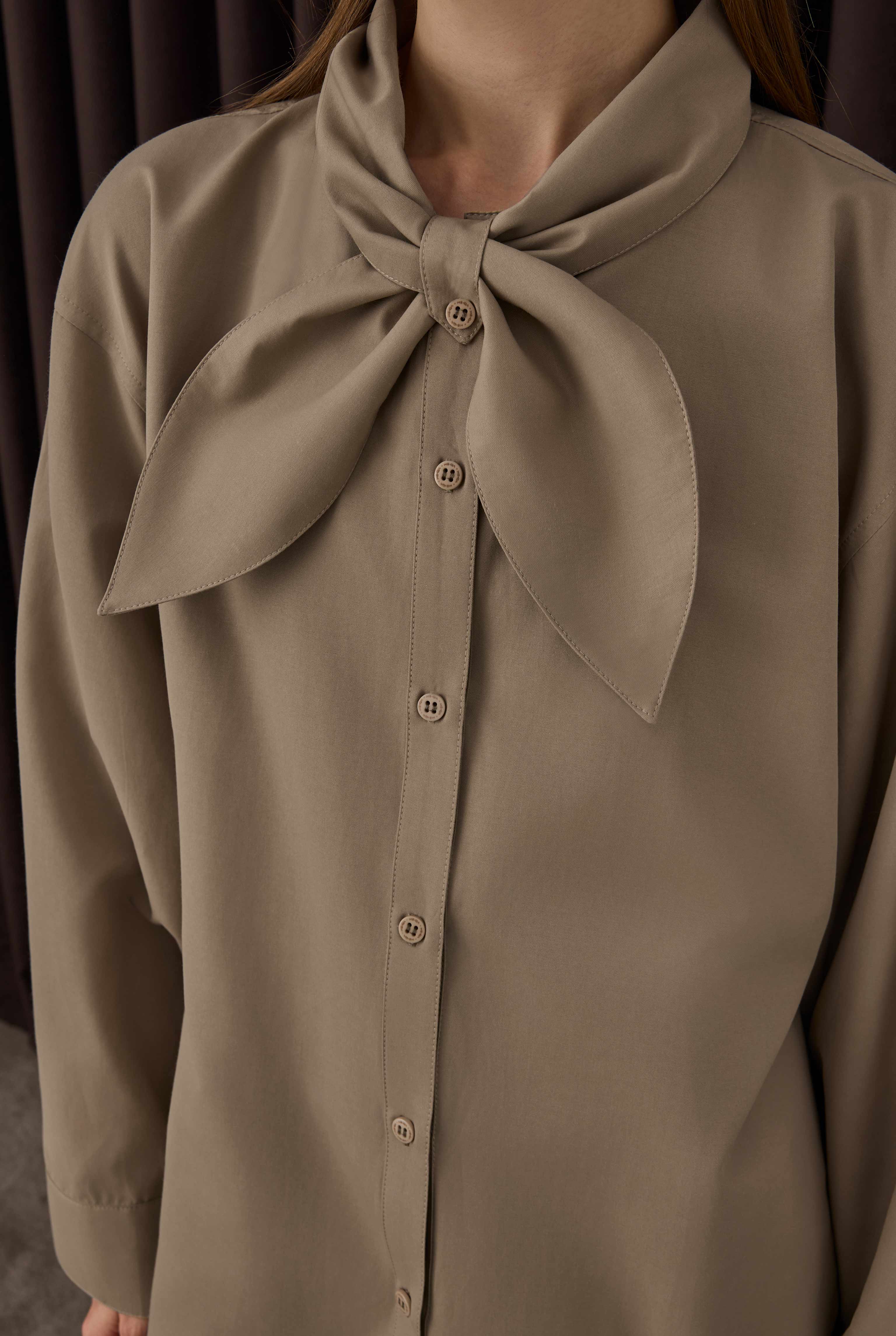 Bowtie Collar Shirt Latte - 3