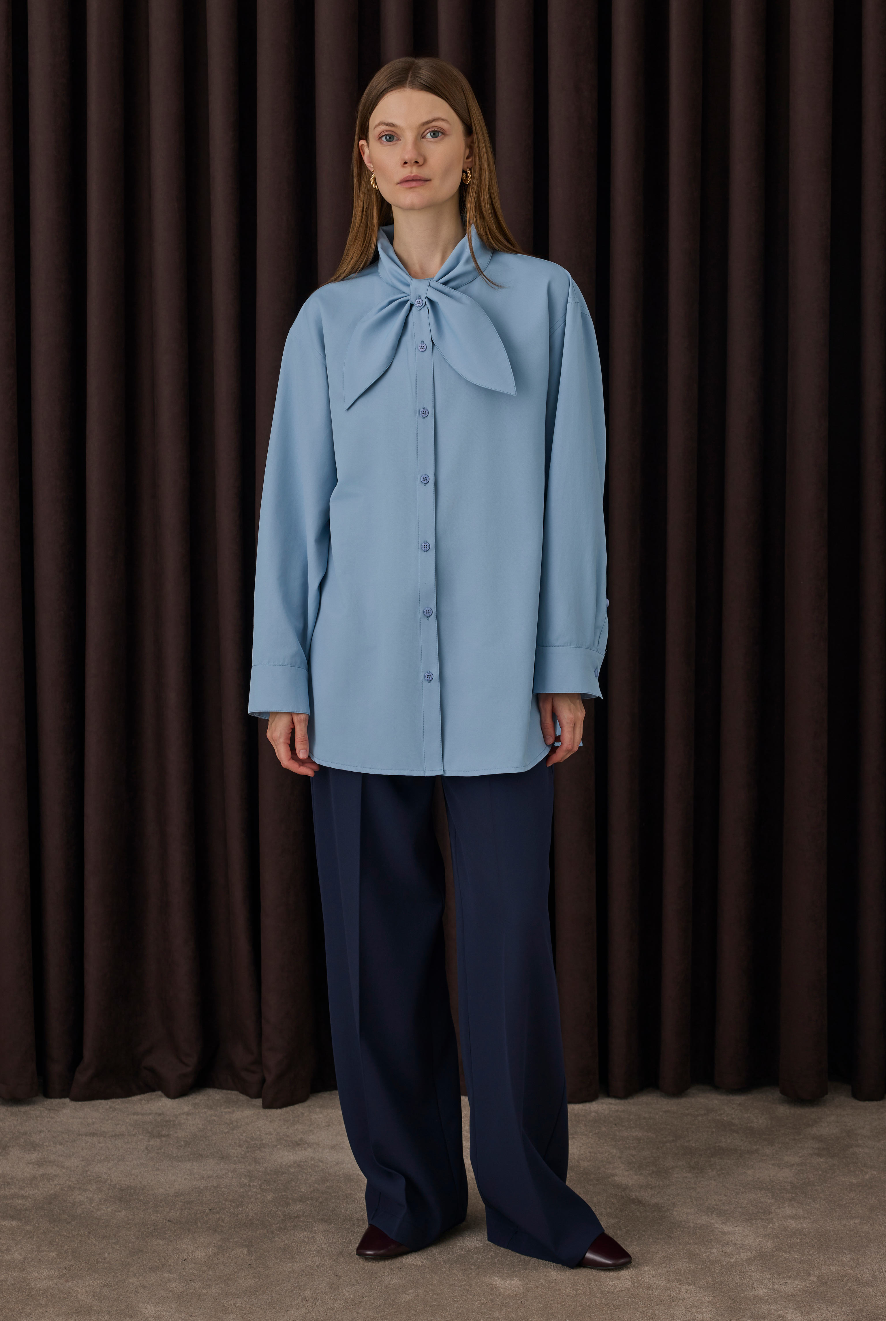 Bowtie Collar Shirt Baby Blue - HE-QA