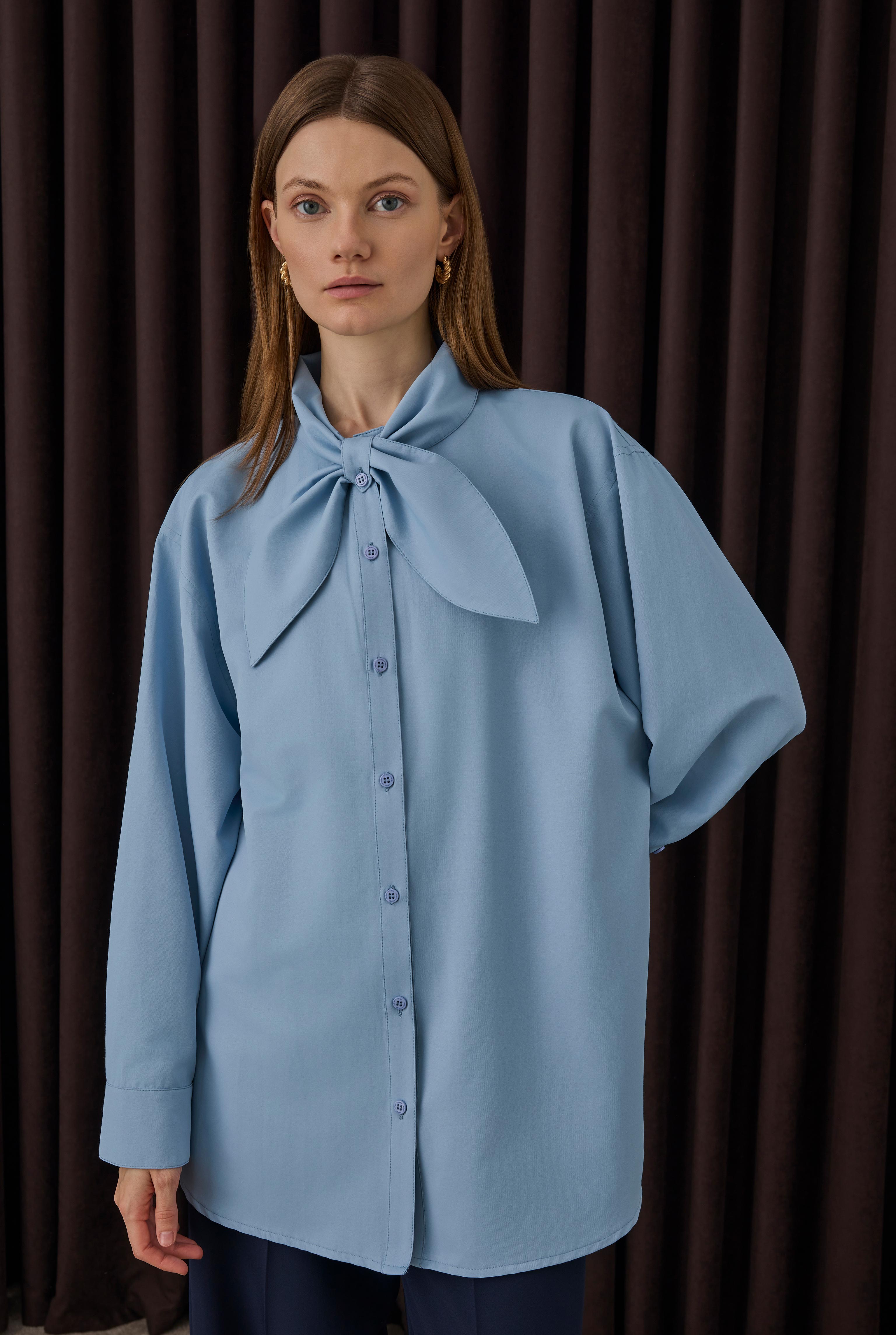 Bowtie Collar Shirt Baby Blue - 3