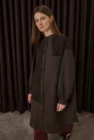 Velvet Trimmed Shirt Dark Brown 