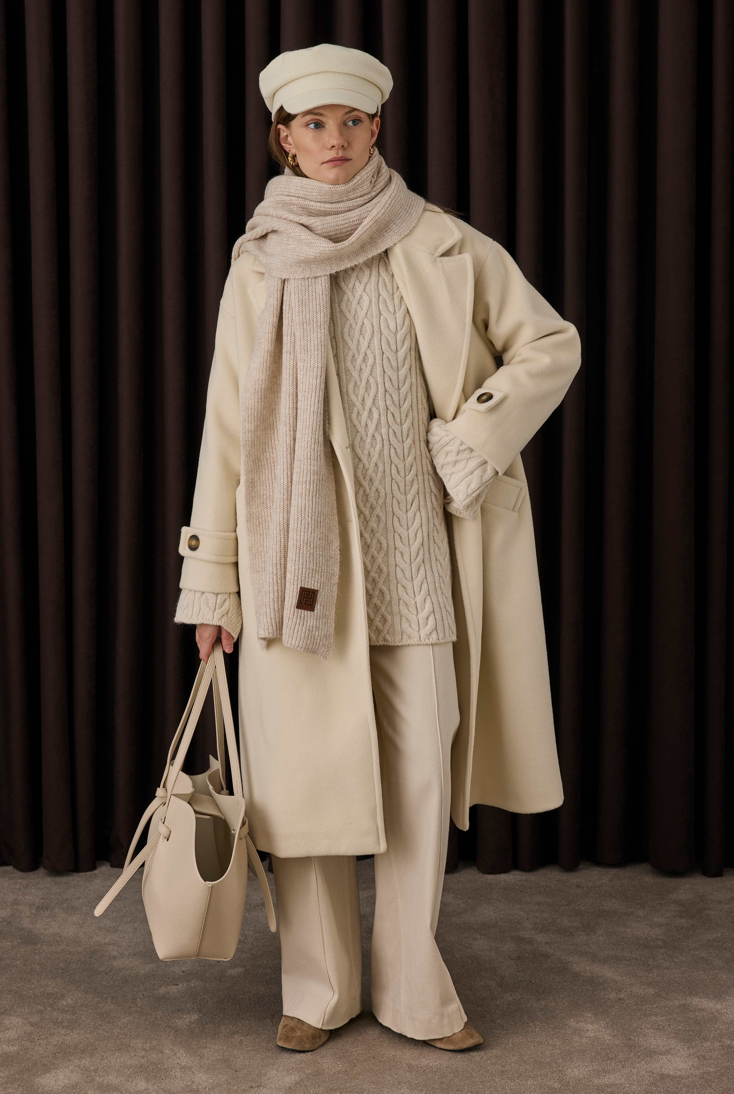 Epaulet Sleeved Coat Ecru - 2