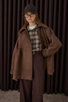 Ruched Detail Coat Camel 