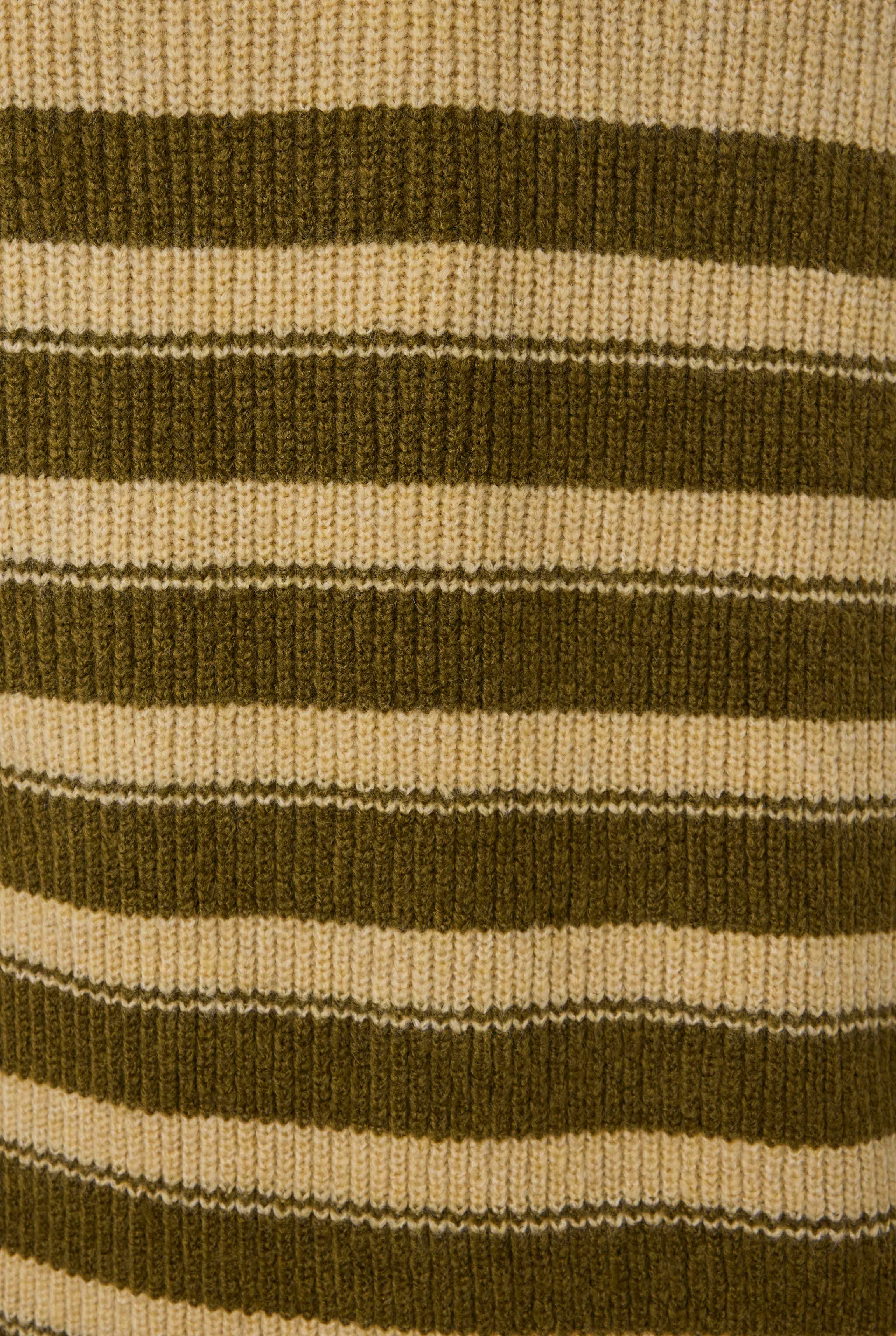 Long Fine Striped Sweater Butter Yellow-Moss Green - 6