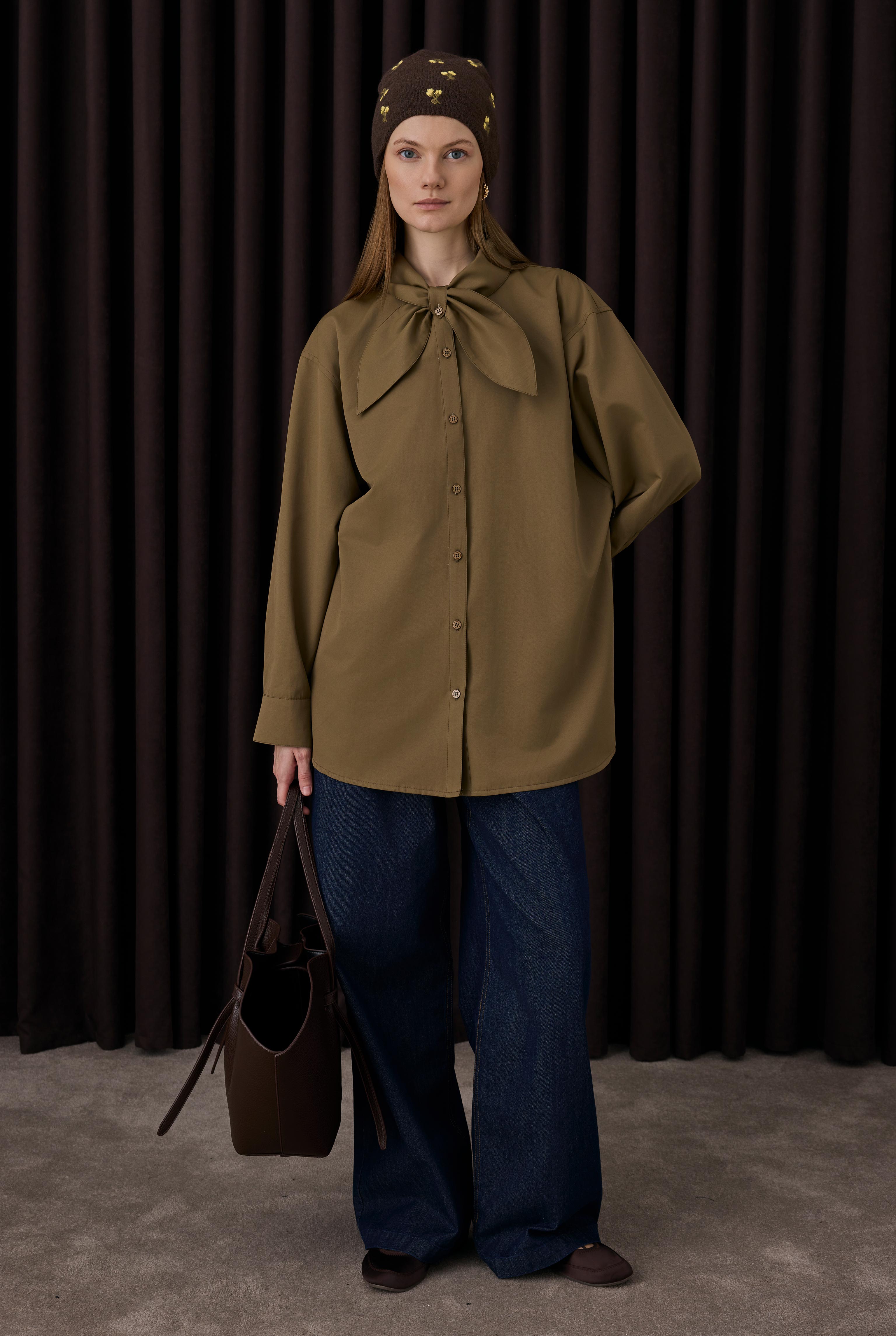 Bowtie Collar Shirt Walnut Nutshell - 2