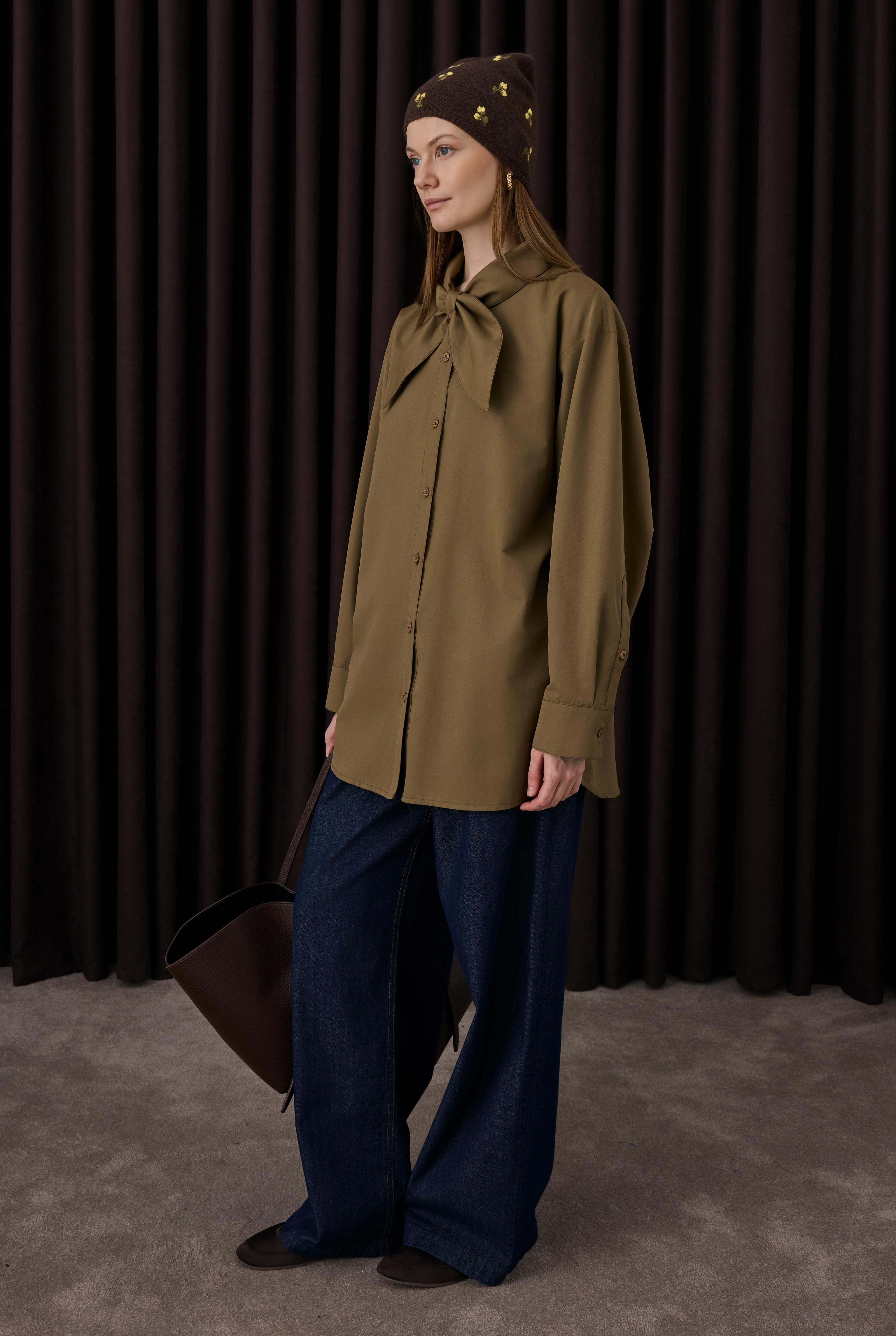 Bowtie Collar Shirt Walnut Nutshell - 3