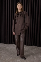 Bowtie Collar Shirt Dark Brown 