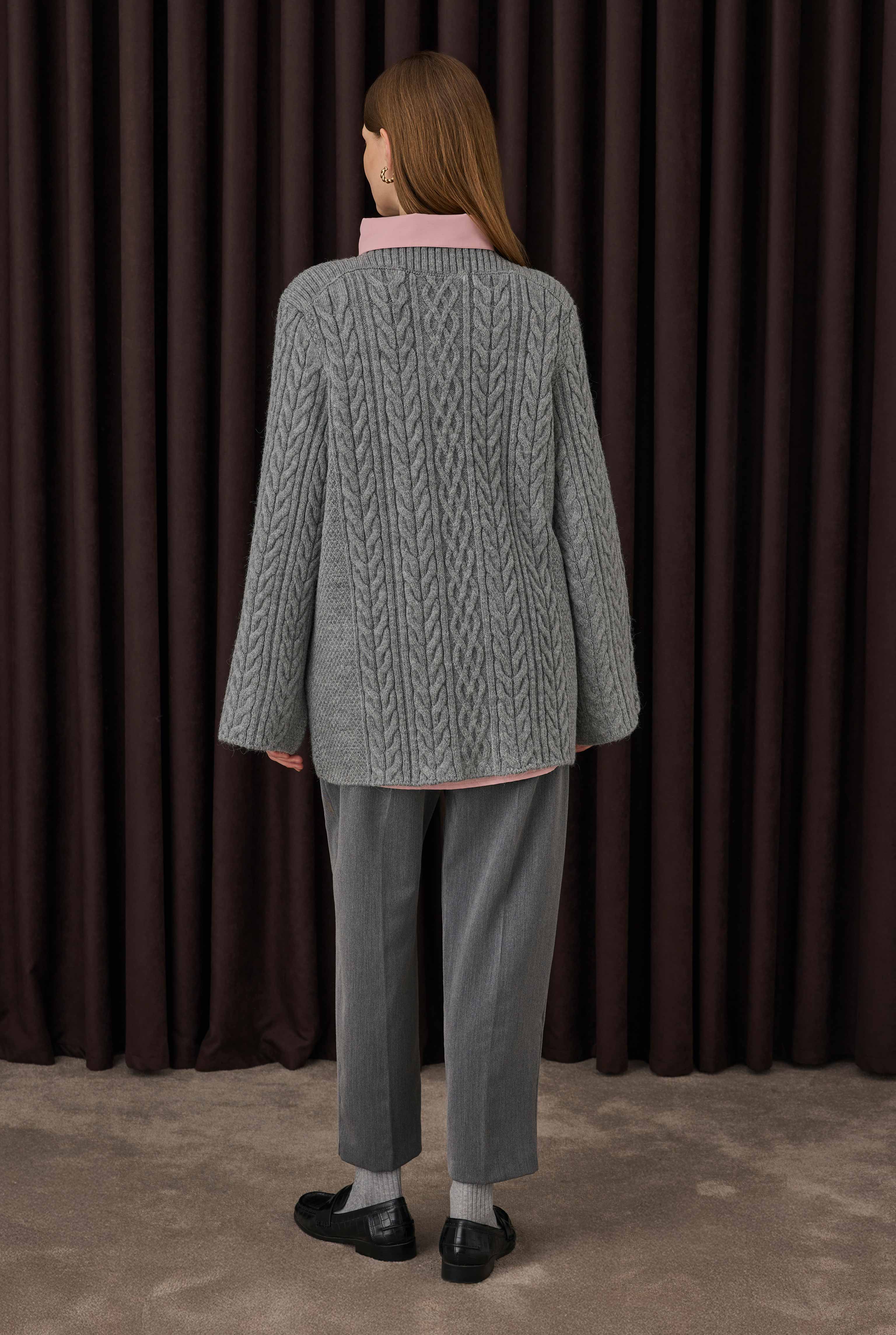 Cable-knit Sweater Gray - 5