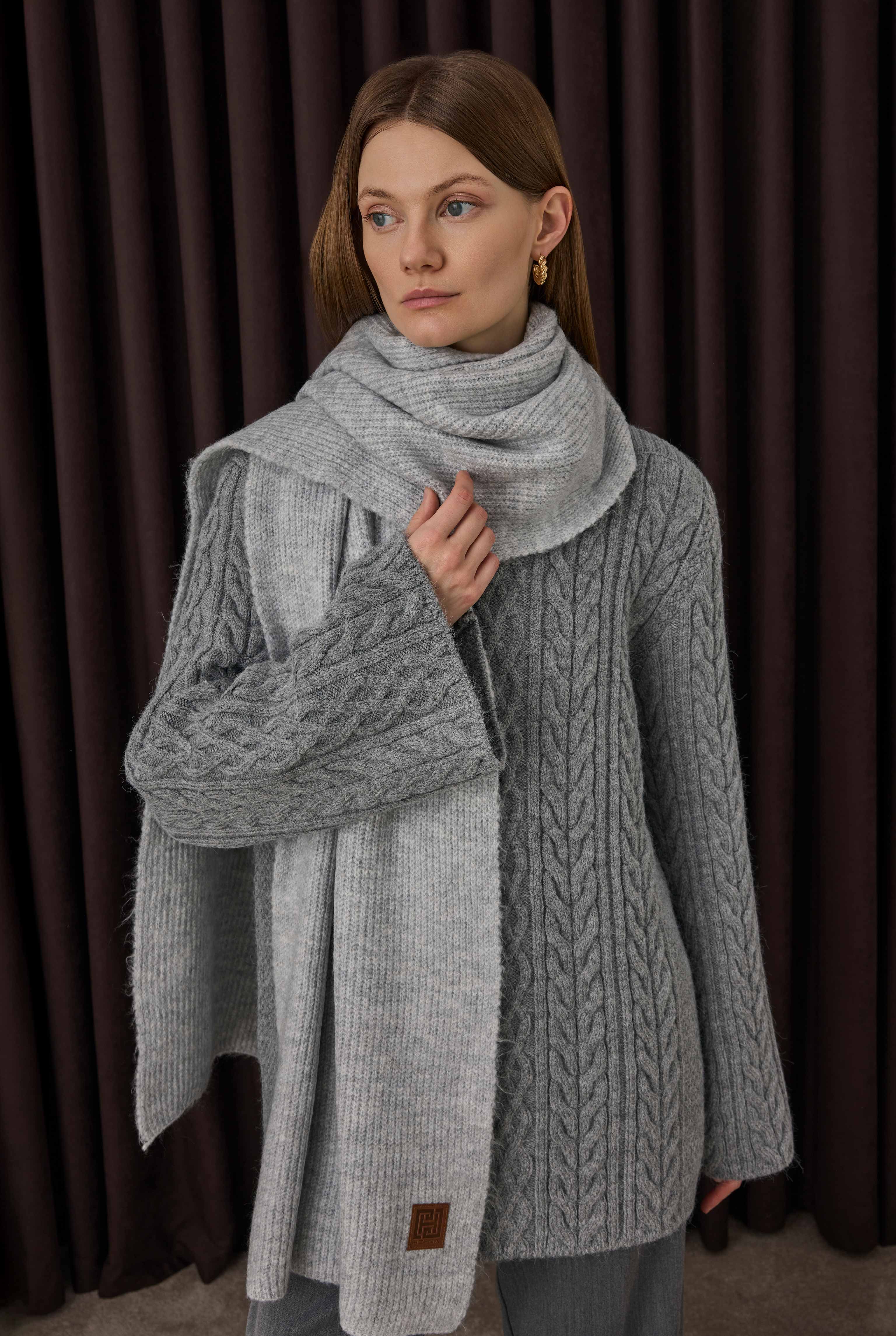 Cable-knit Sweater Gray - 4
