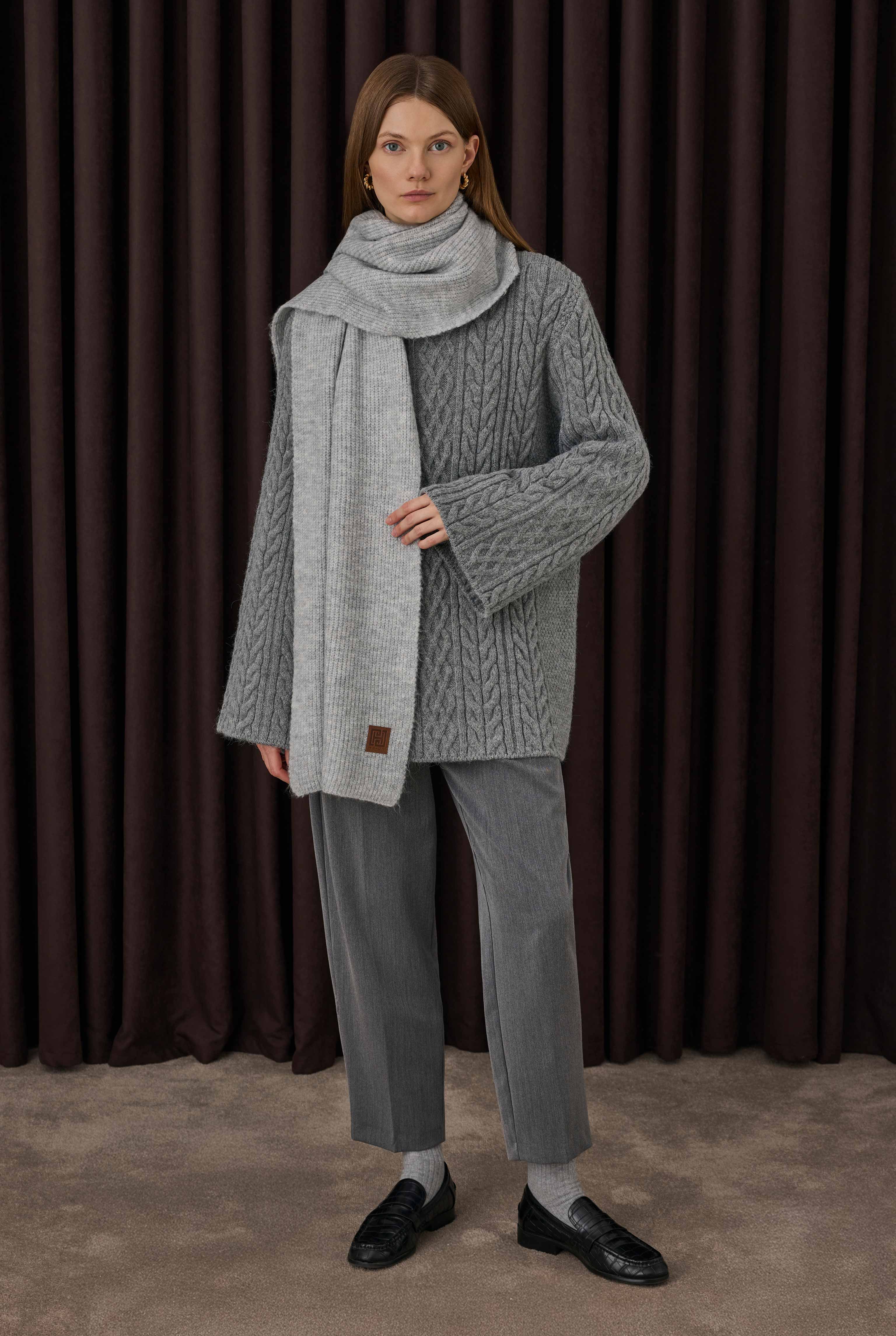 Cable-knit Sweater Gray - 2