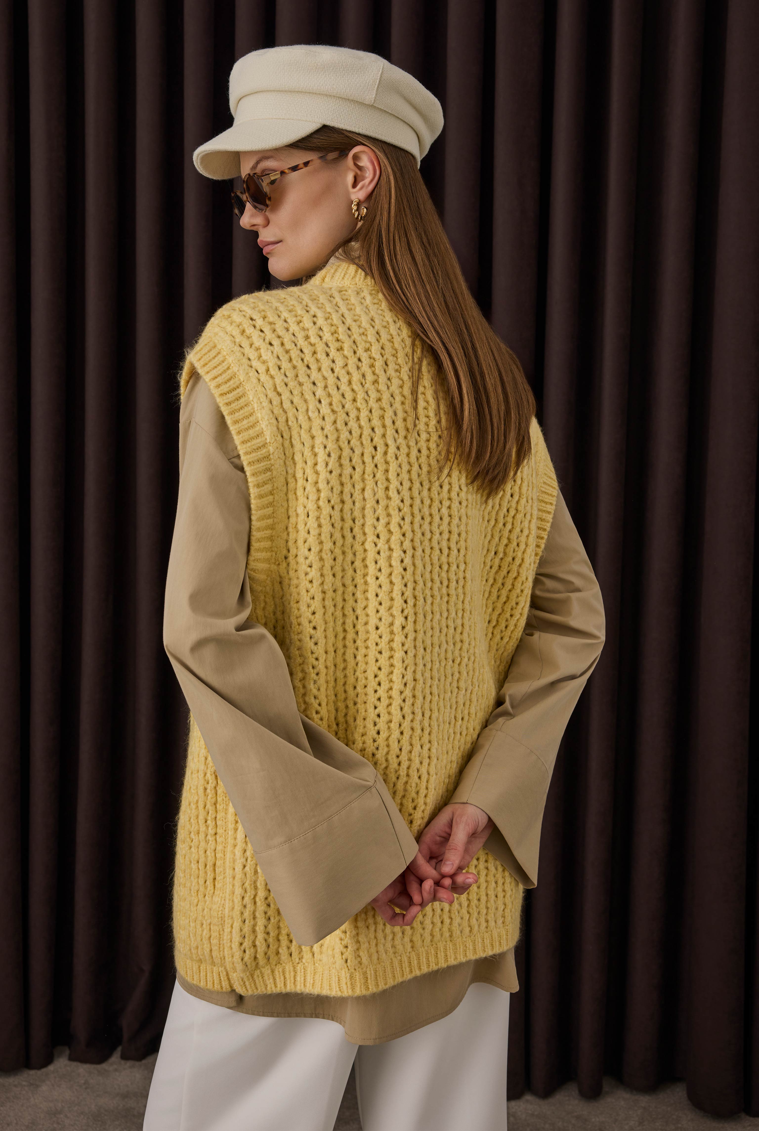 Crewneck Sweater Vest Soft Yellow - 4