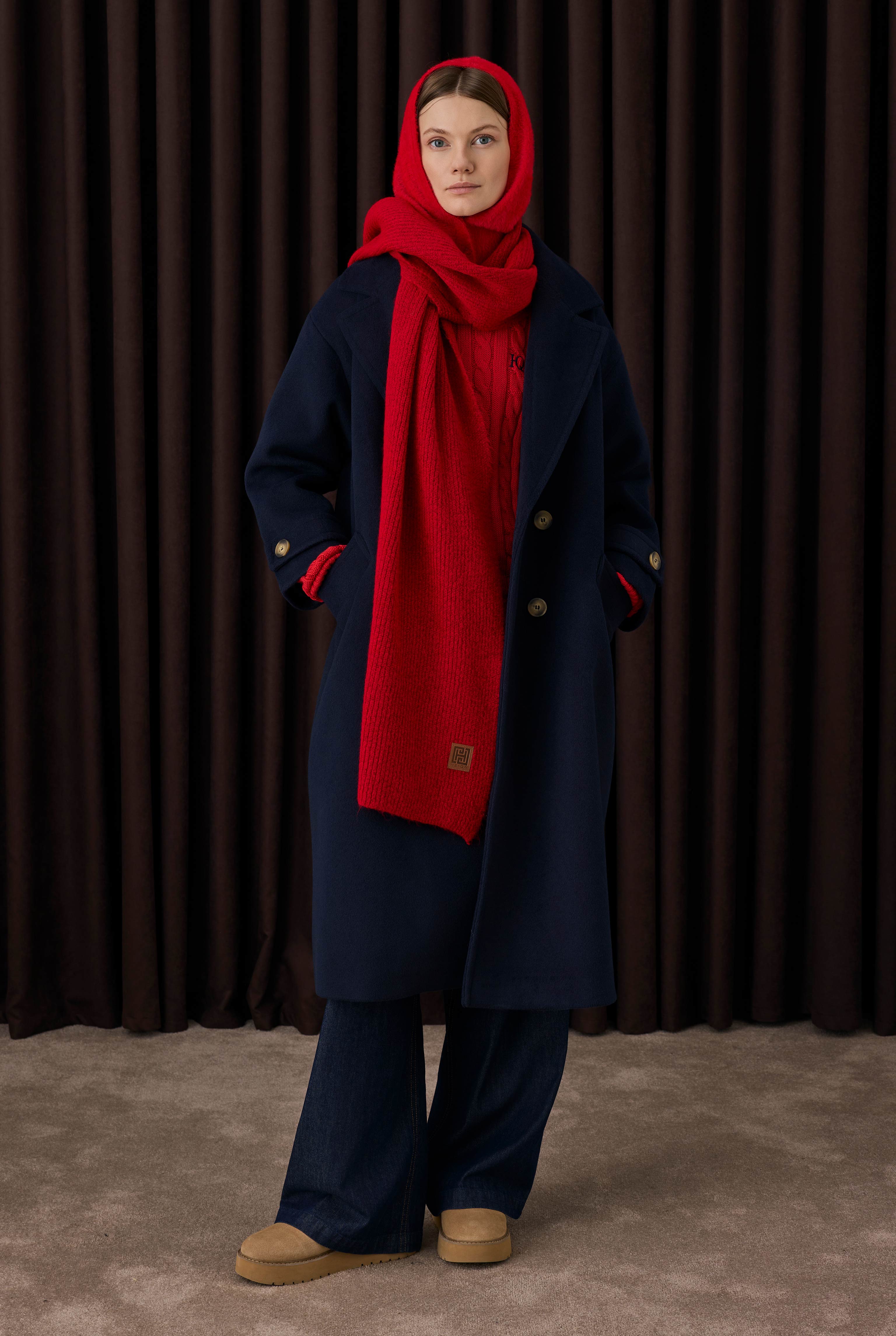 Epaulet Sleeved Coat Navy Blue - 5