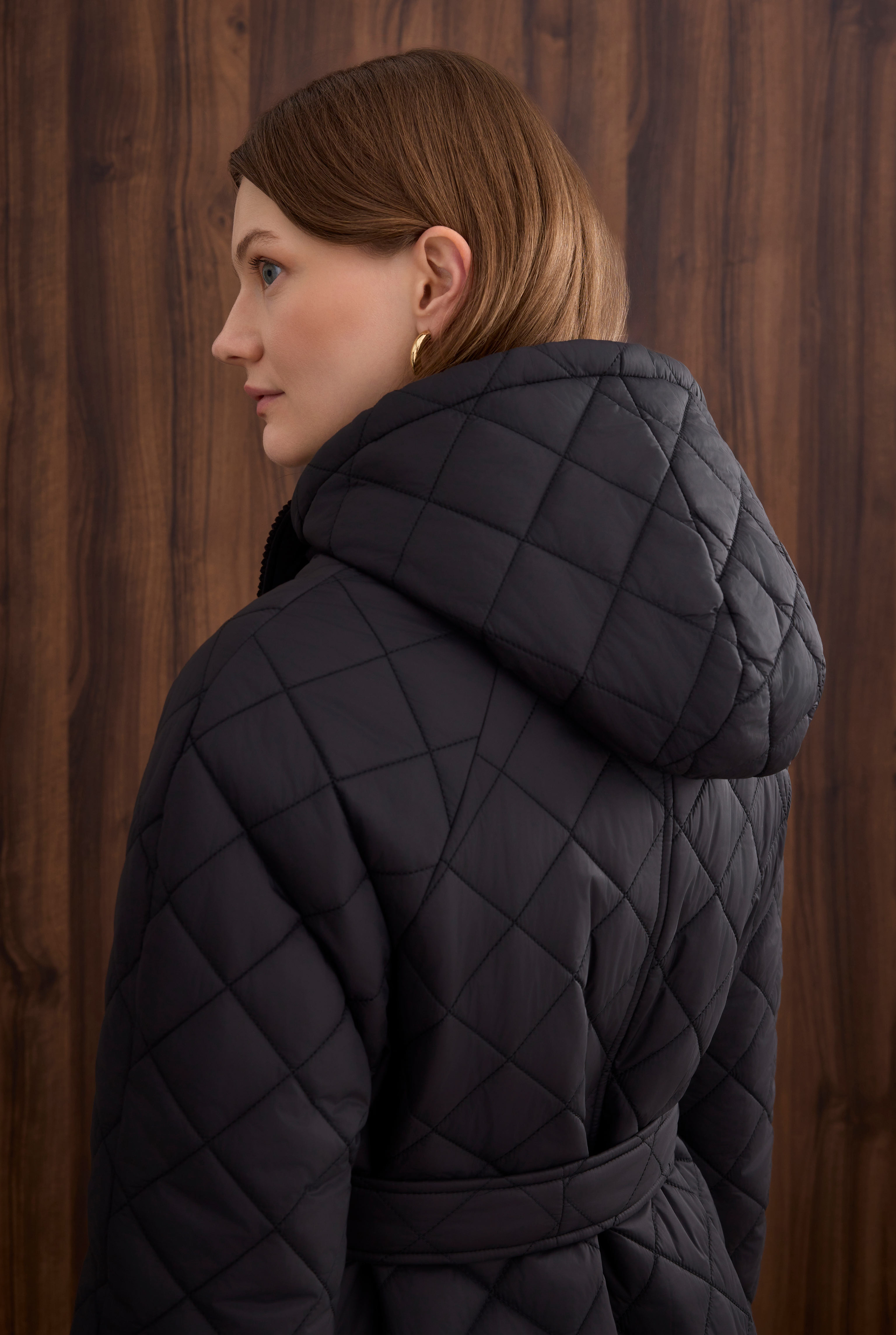 Long Quilted Coat Black - 5
