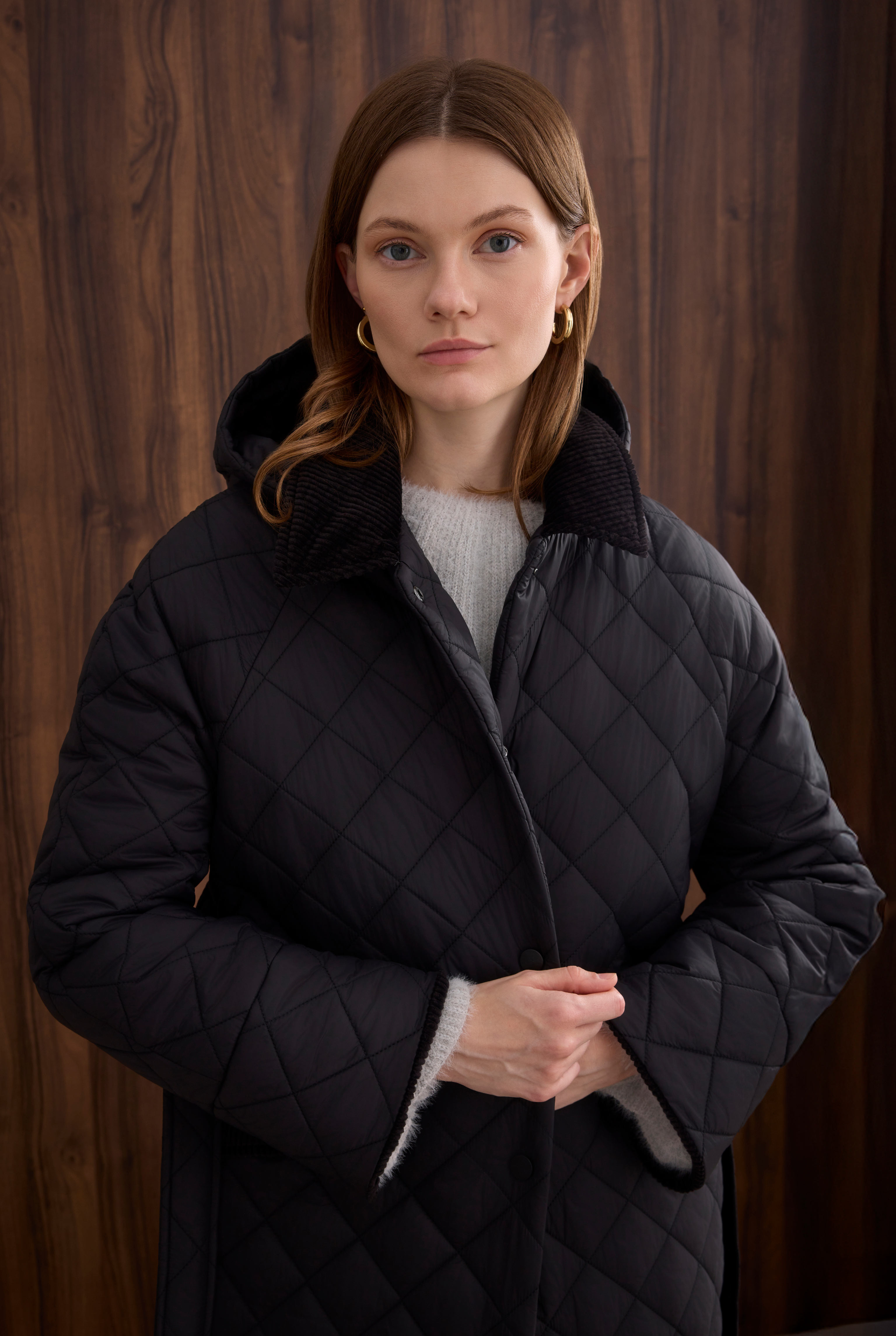 Long Quilted Coat Black - 3