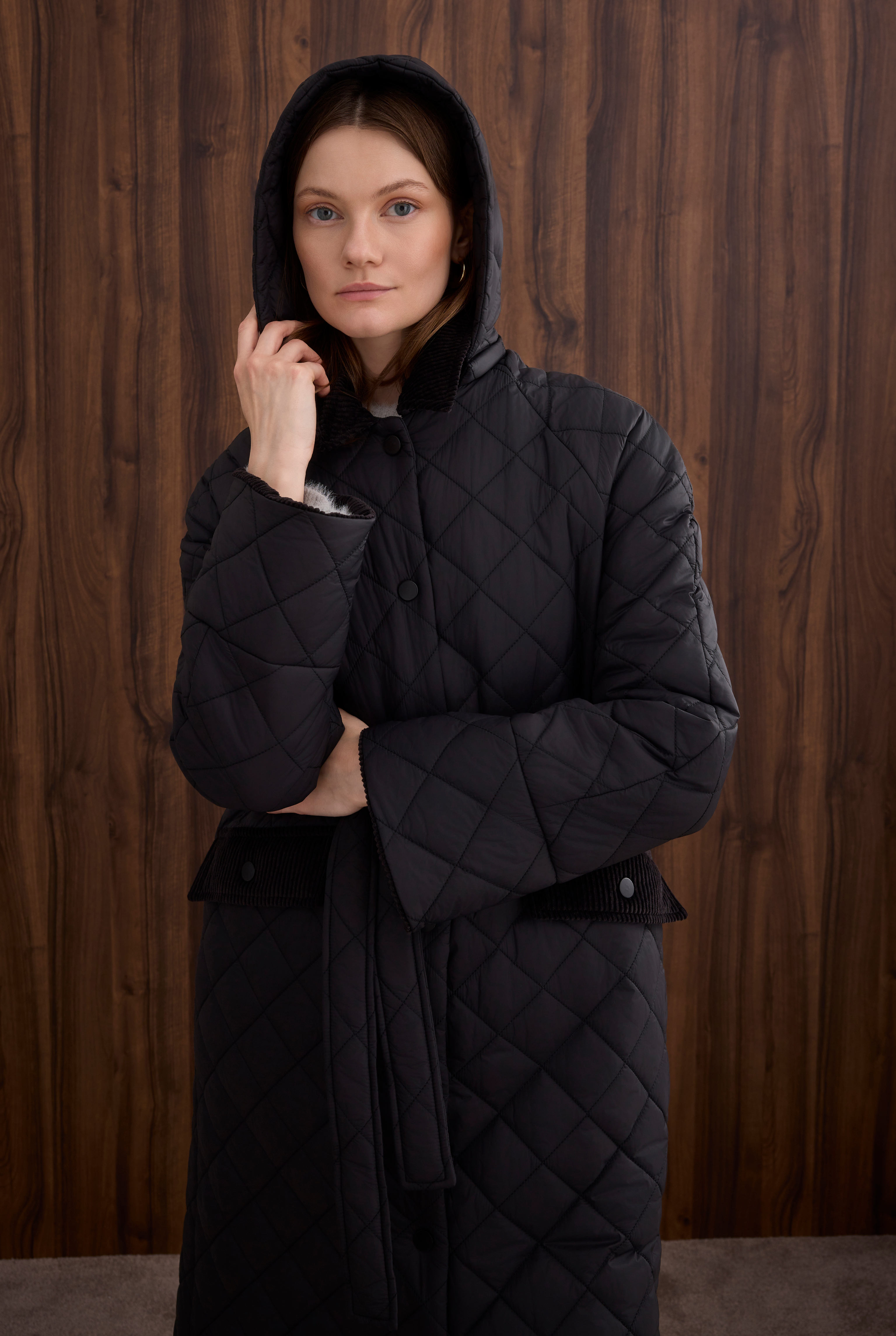 Long Quilted Coat Black - 2