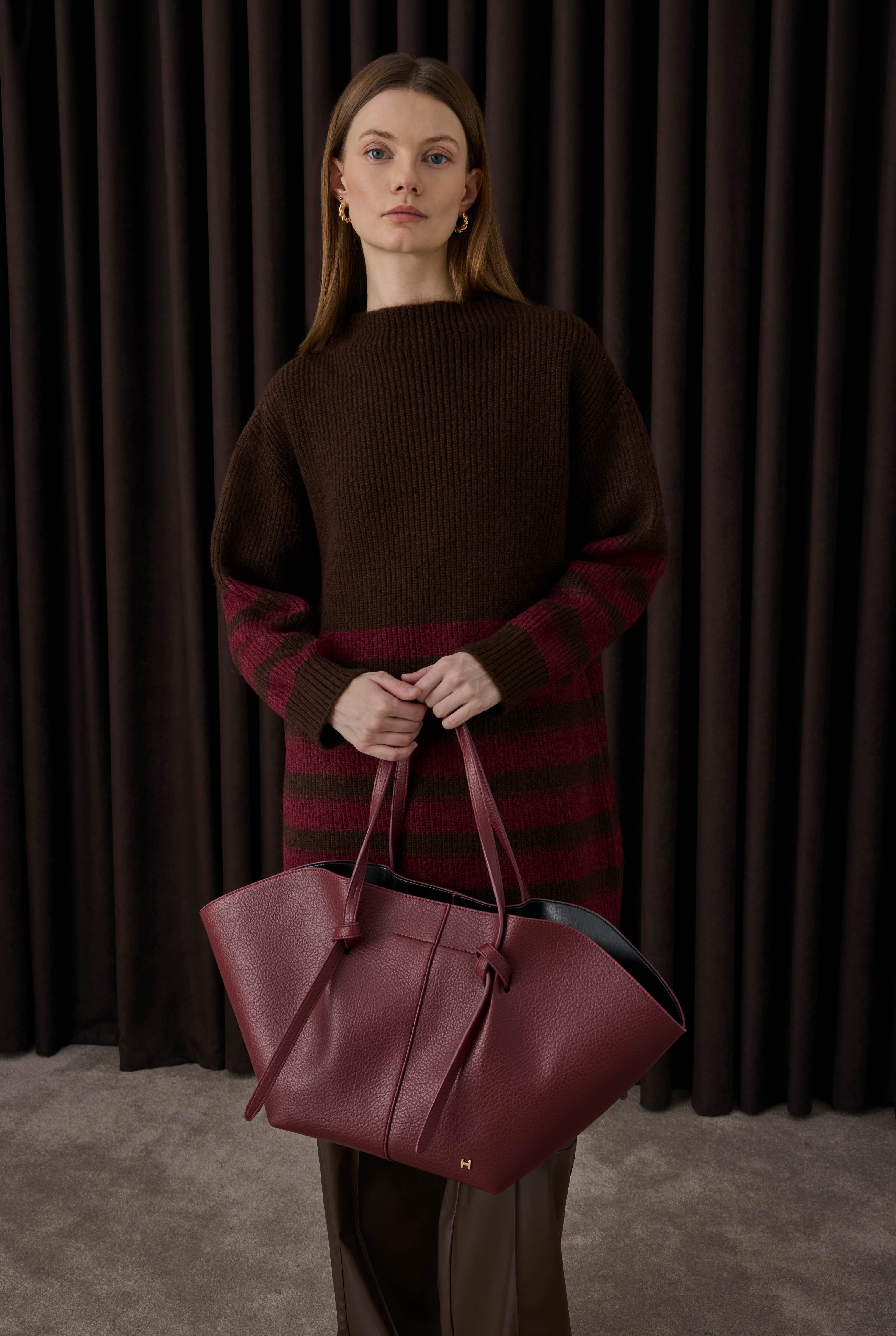 Maxi Shopper Çanta Bordo - HE-QA