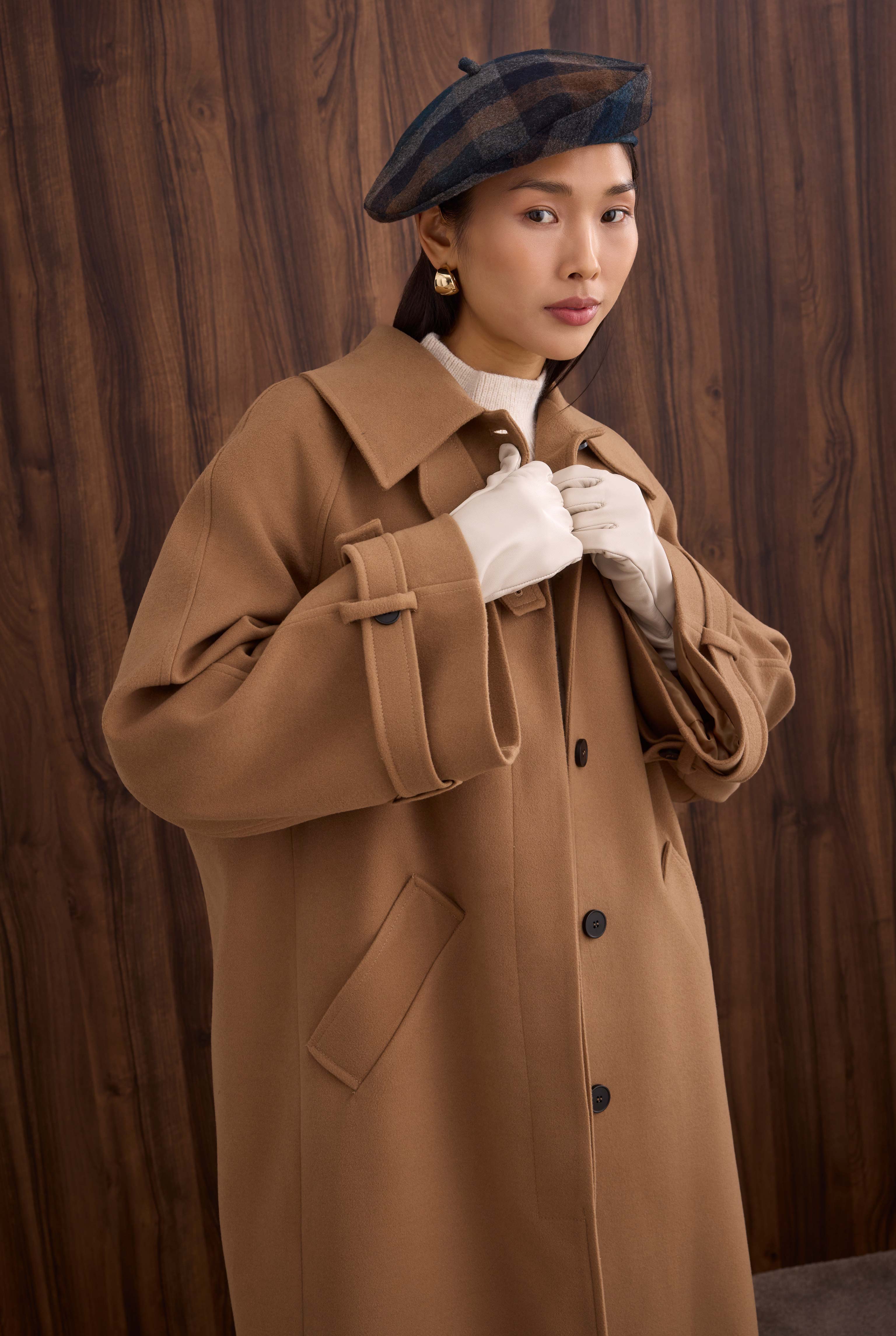 100% Leather Long Gloves Bone - HE-QA