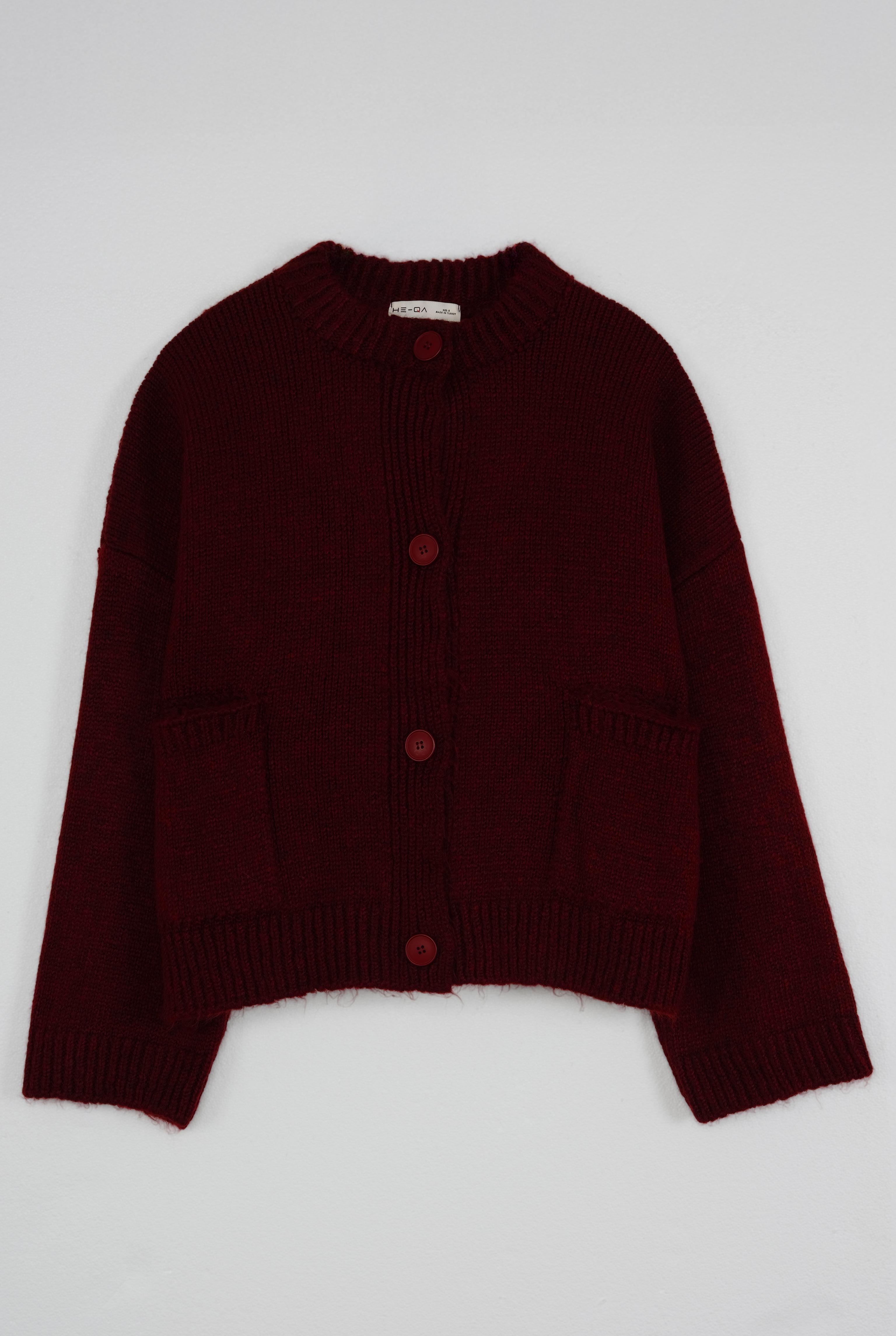 Short Alpaca Cardigan Bordeaux - 5