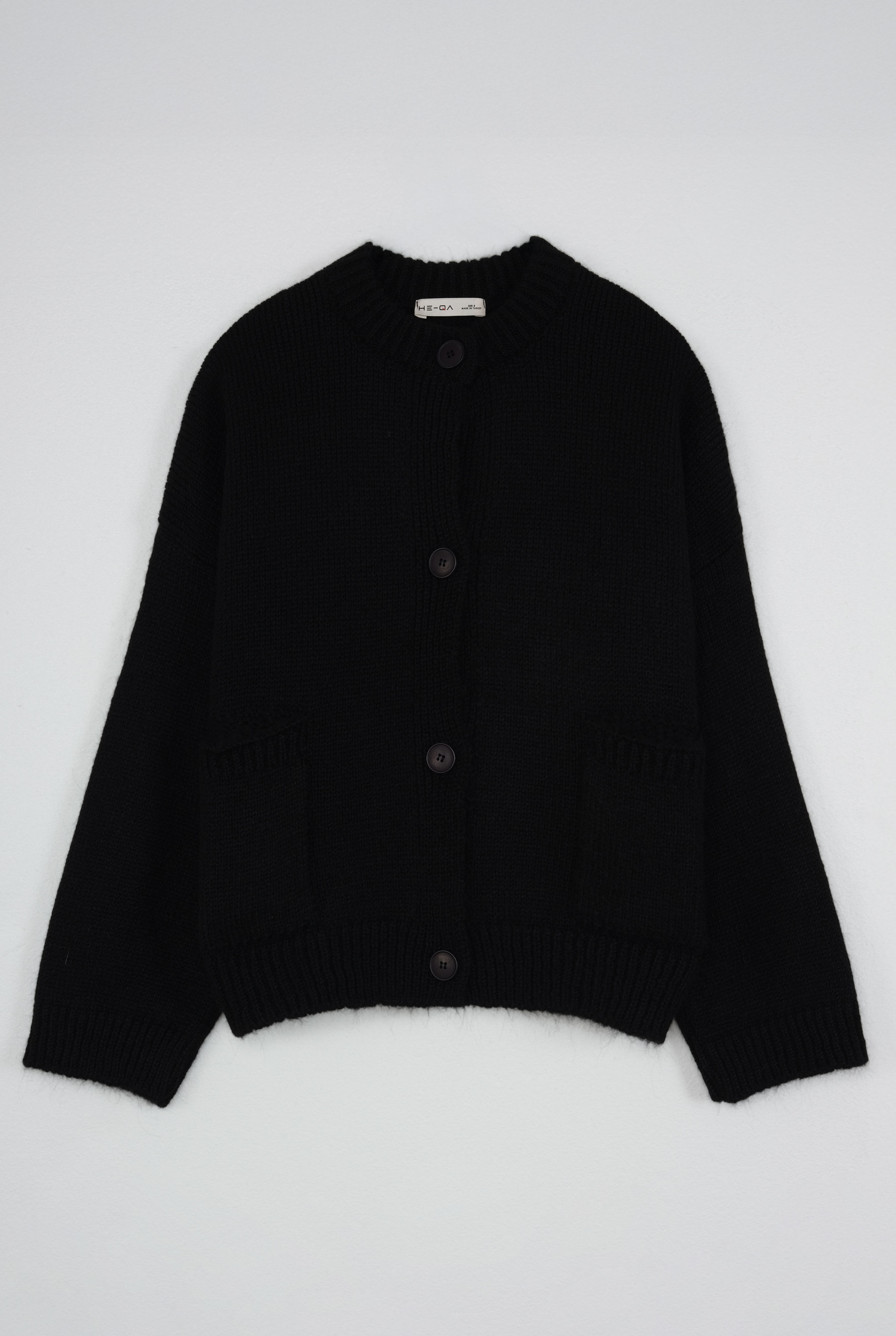 Short Alpaca Cardigan Black - 5
