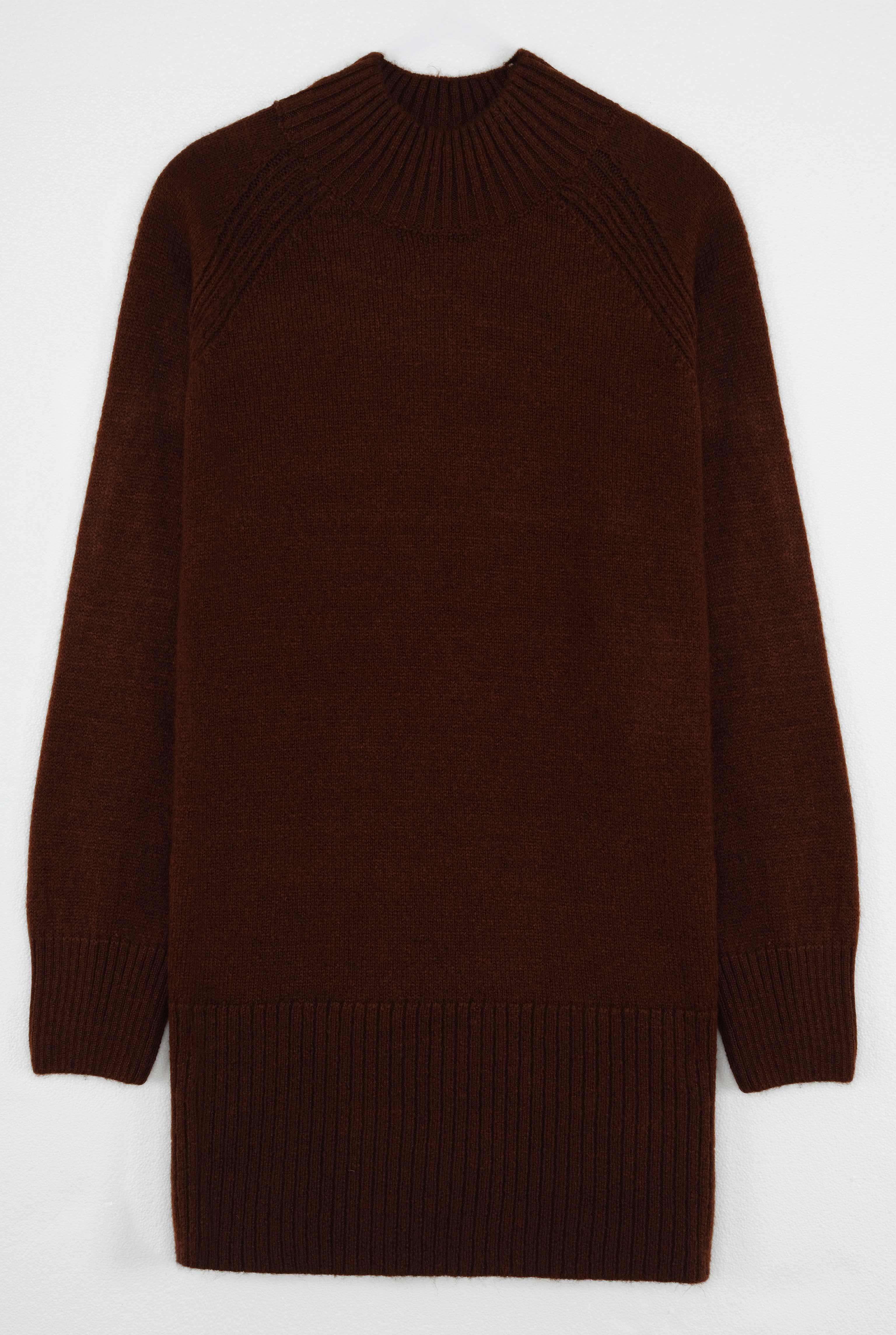 Balıkçı Yaka Basic Kazak Kahve - 6