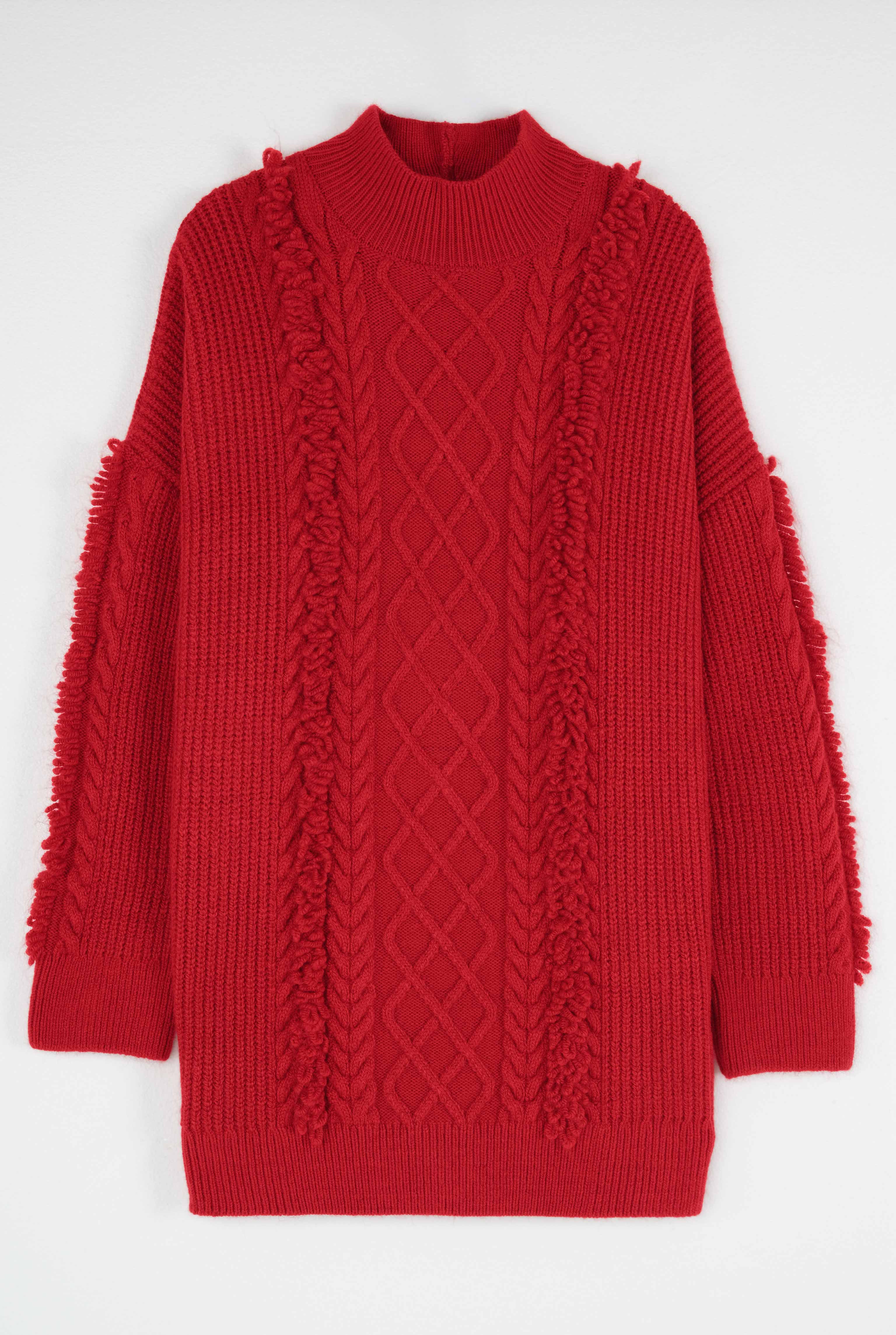 Tassel Detailed Knitted Sweater Red - 6