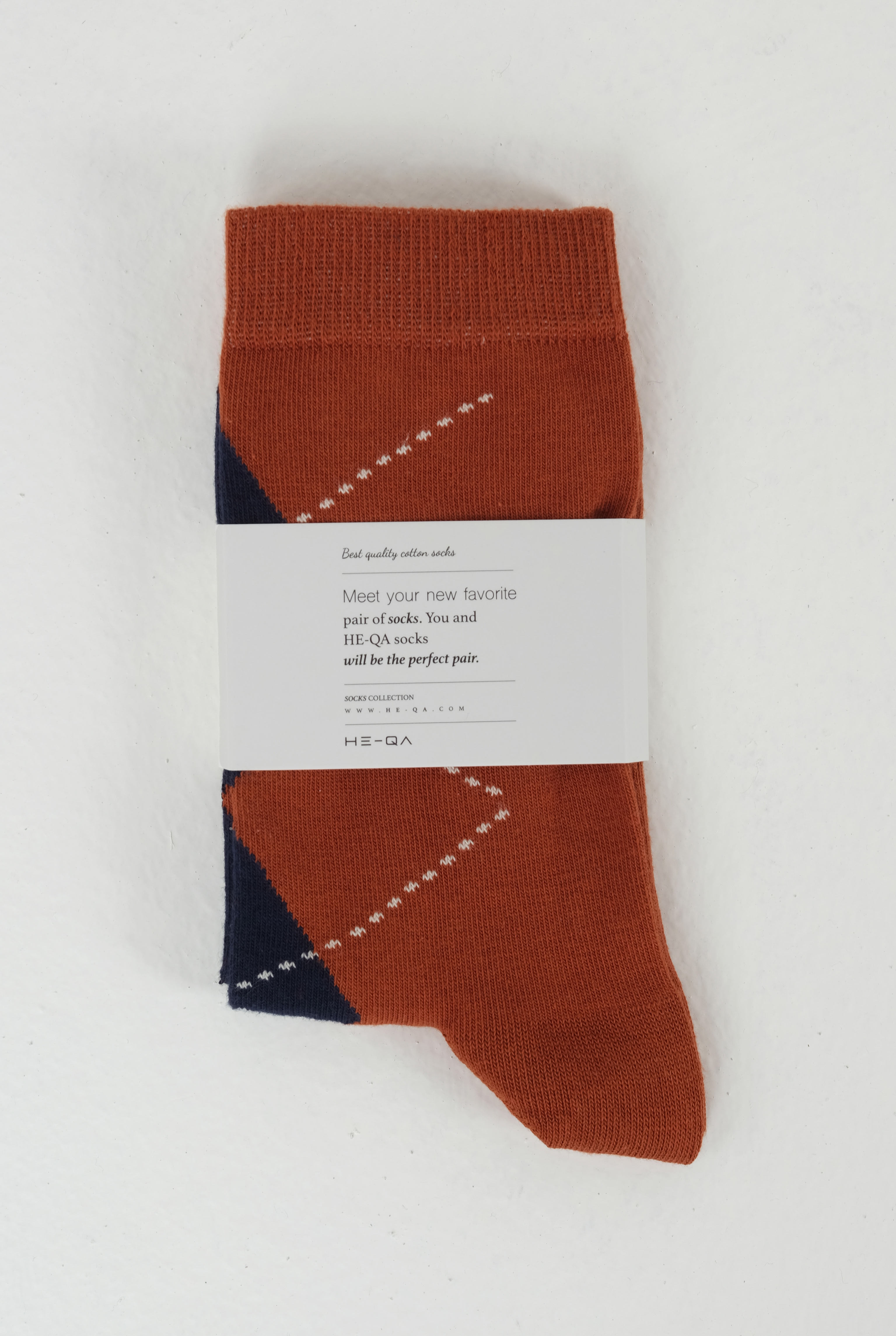 Argyle Patterned Ankle Socks Terracotta-Navy Blue - 3