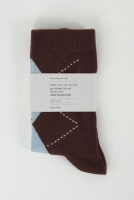 Argyle Patterned Ankle Socks Brown-Ice Blue 