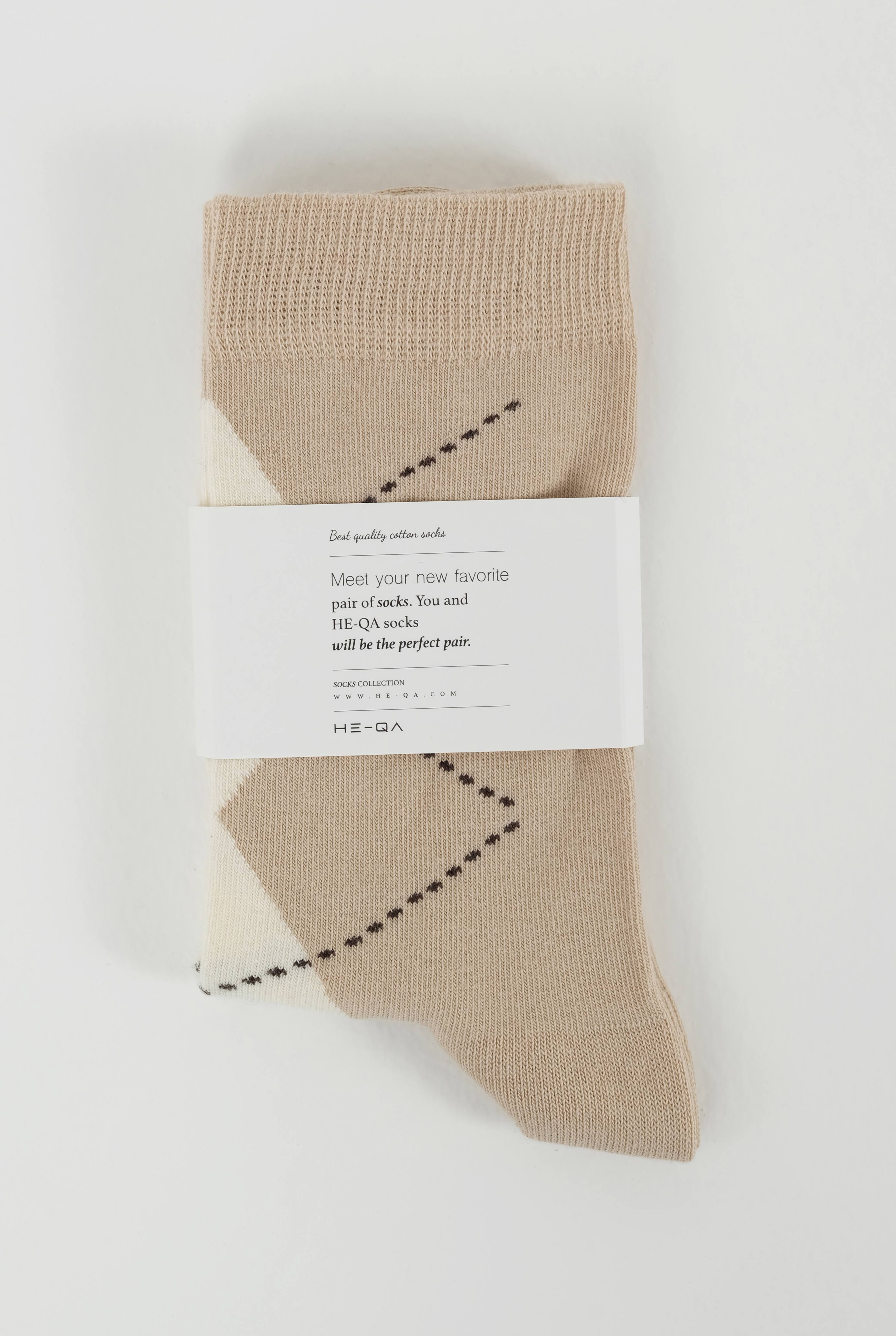Argyle Patterned Ankle Socks Beige-Ecru - 2