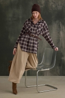 Pocket Detailed Plaid Shirt Brown 