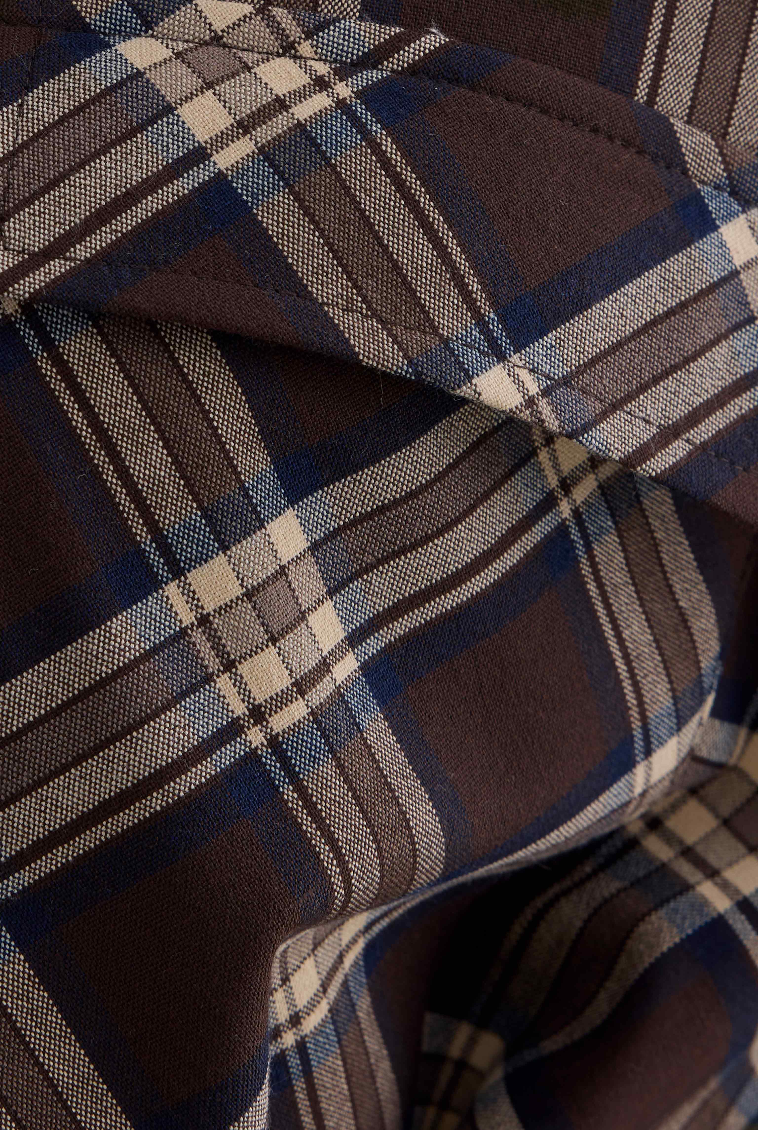 Pocket Detailed Plaid Shirt Brown - 5