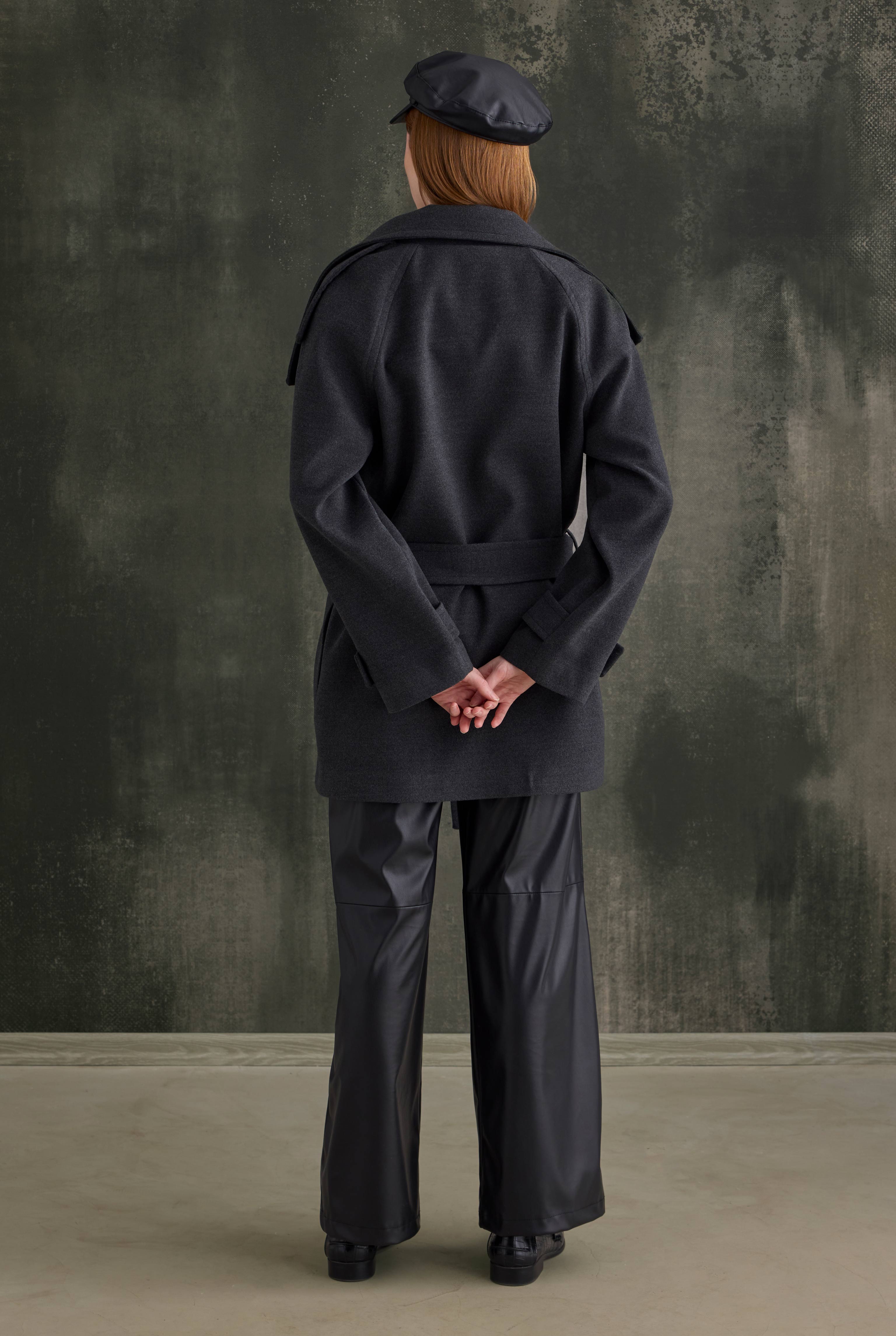 High-Neck Coat Anthracite - 4