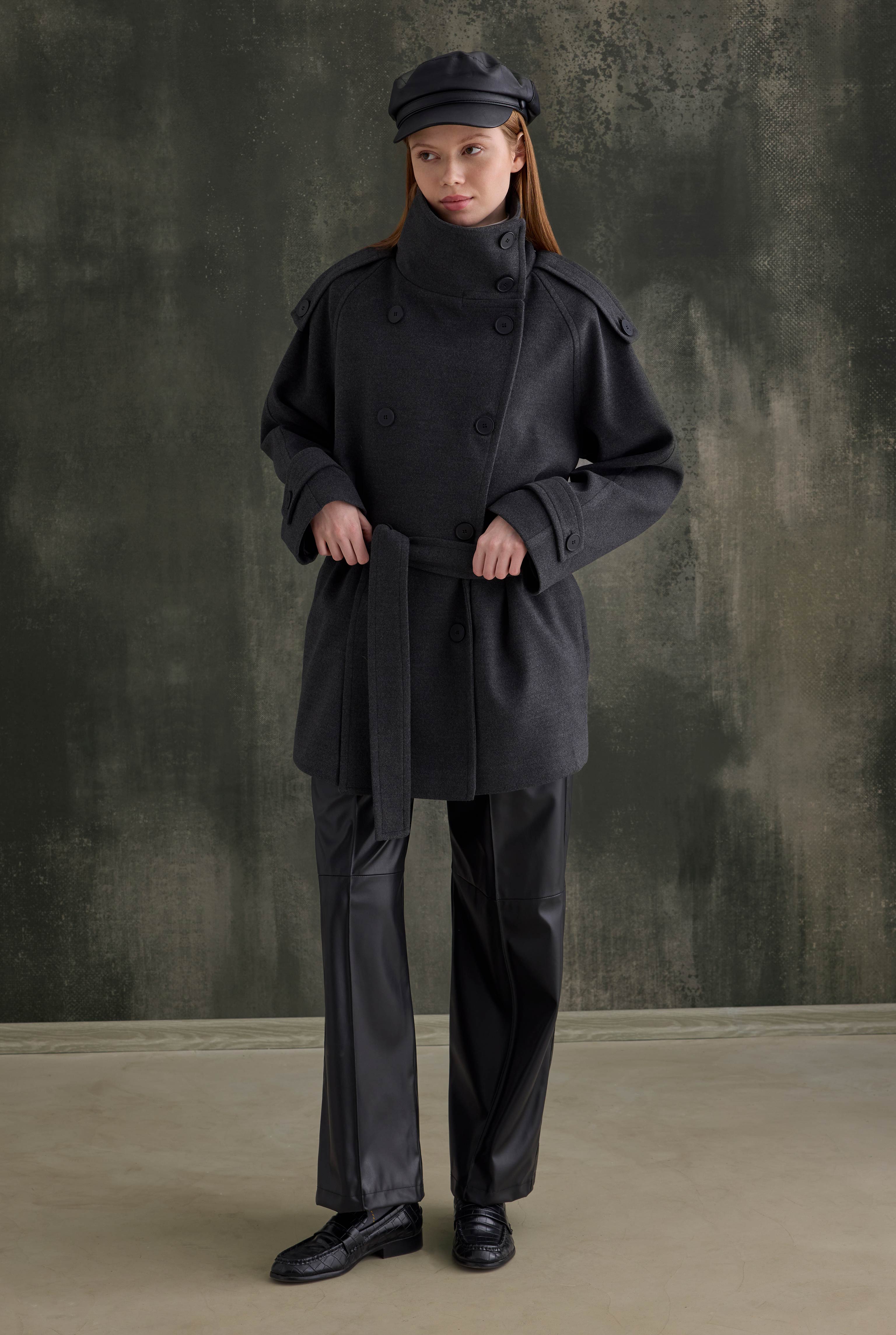 High-Neck Coat Anthracite - 2