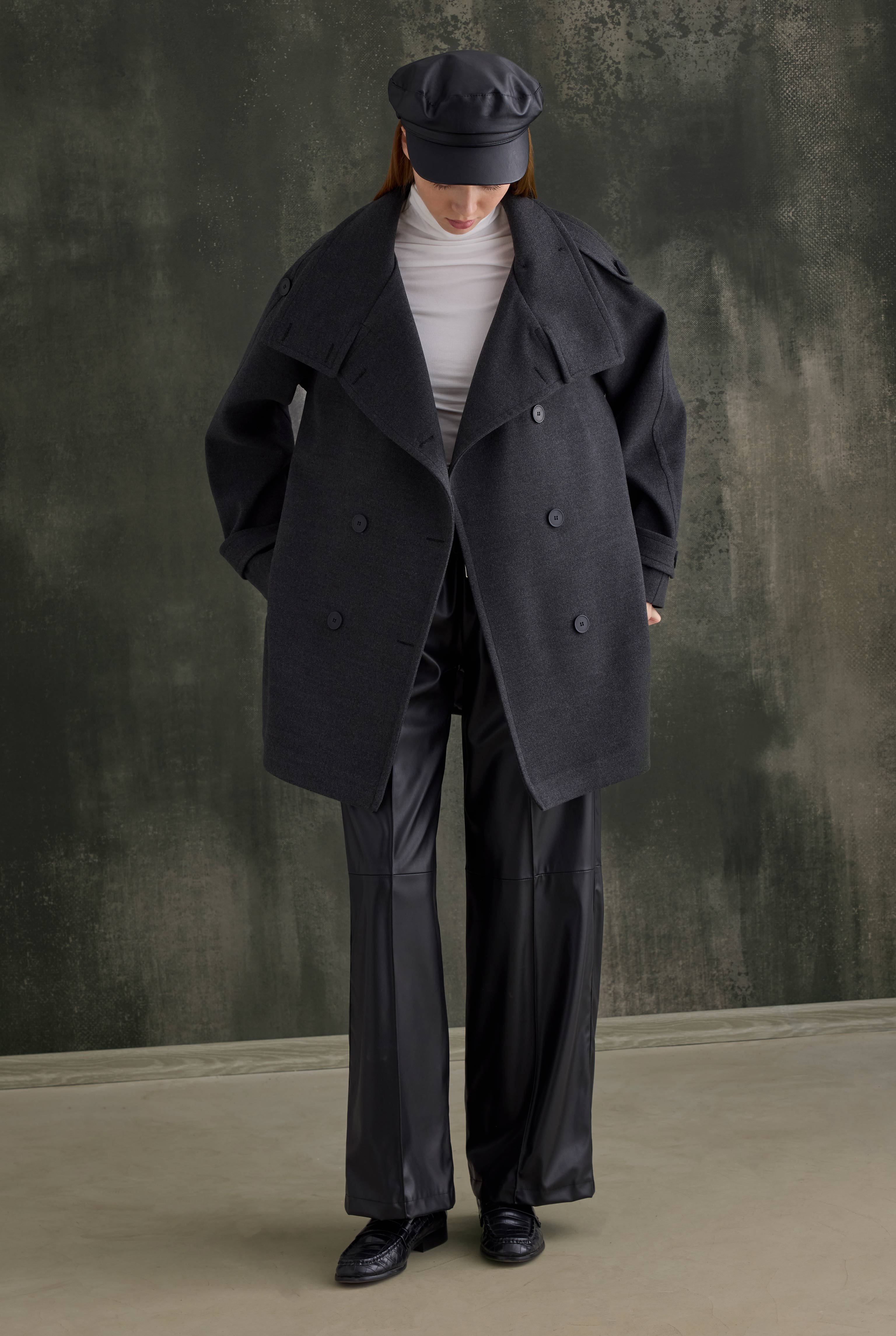 High-Neck Coat Anthracite - 3