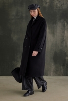 Double-Breasted Long Coat Black 