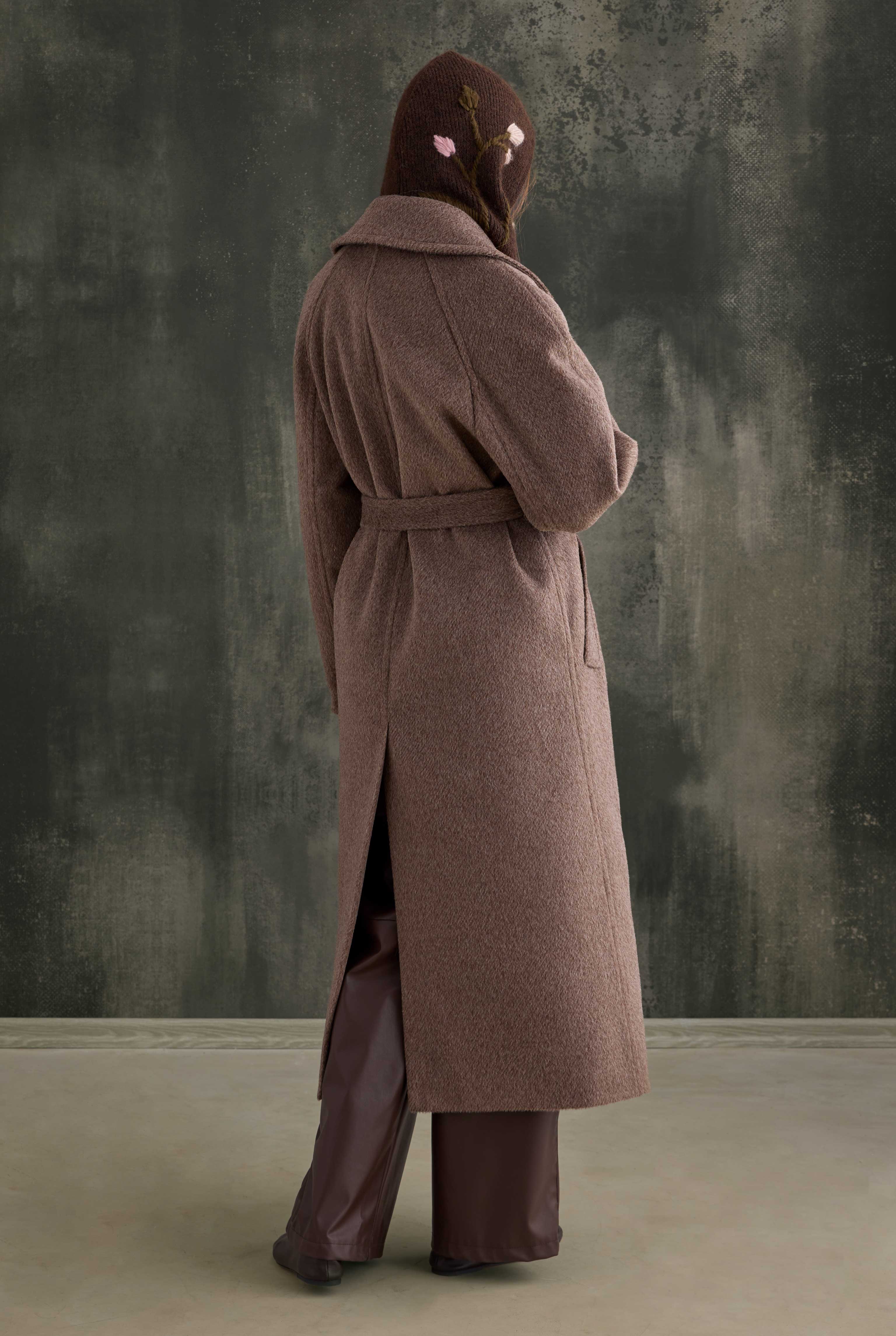 Belted Long Coat Brown - 3