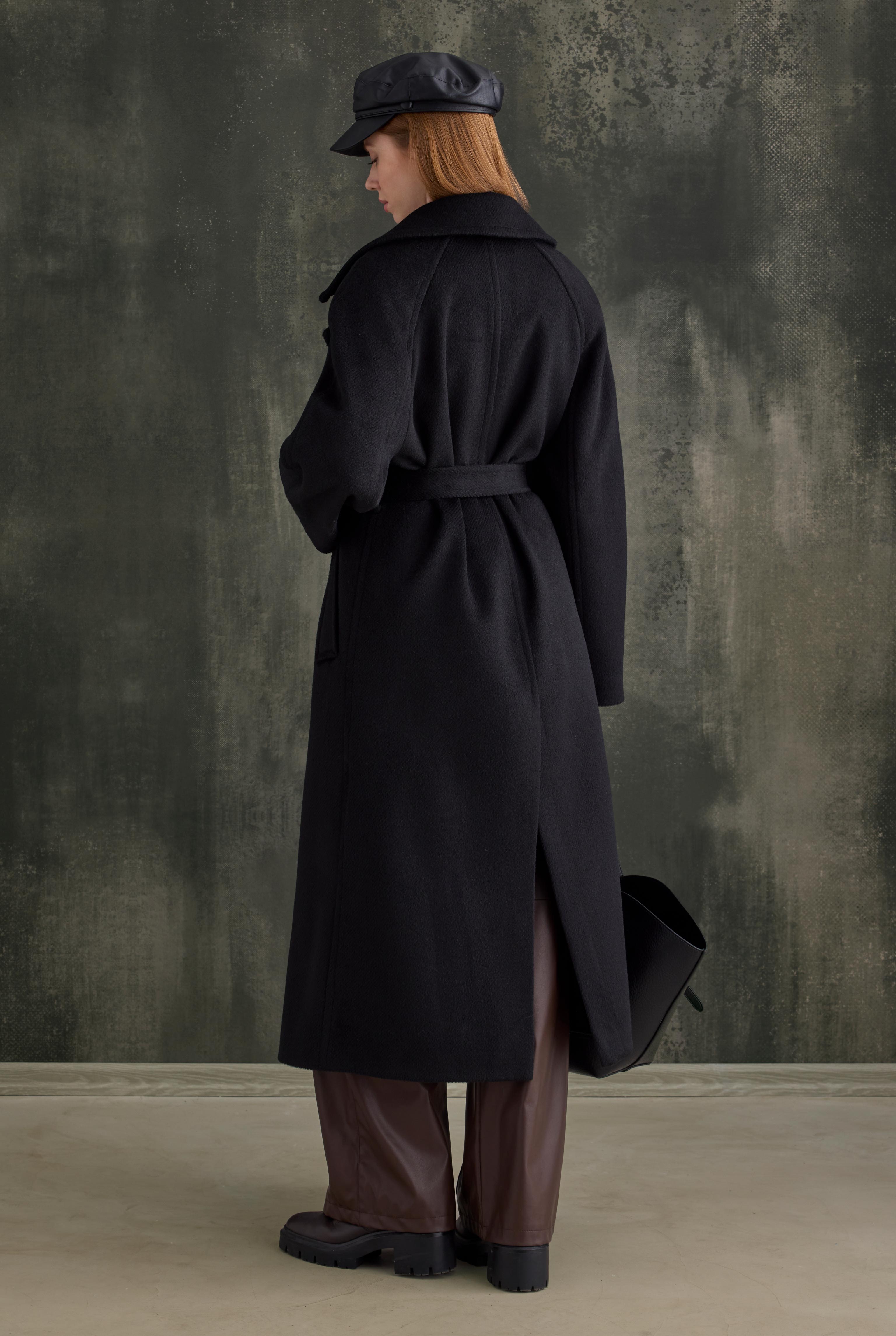 Belted Long Coat Black - 4