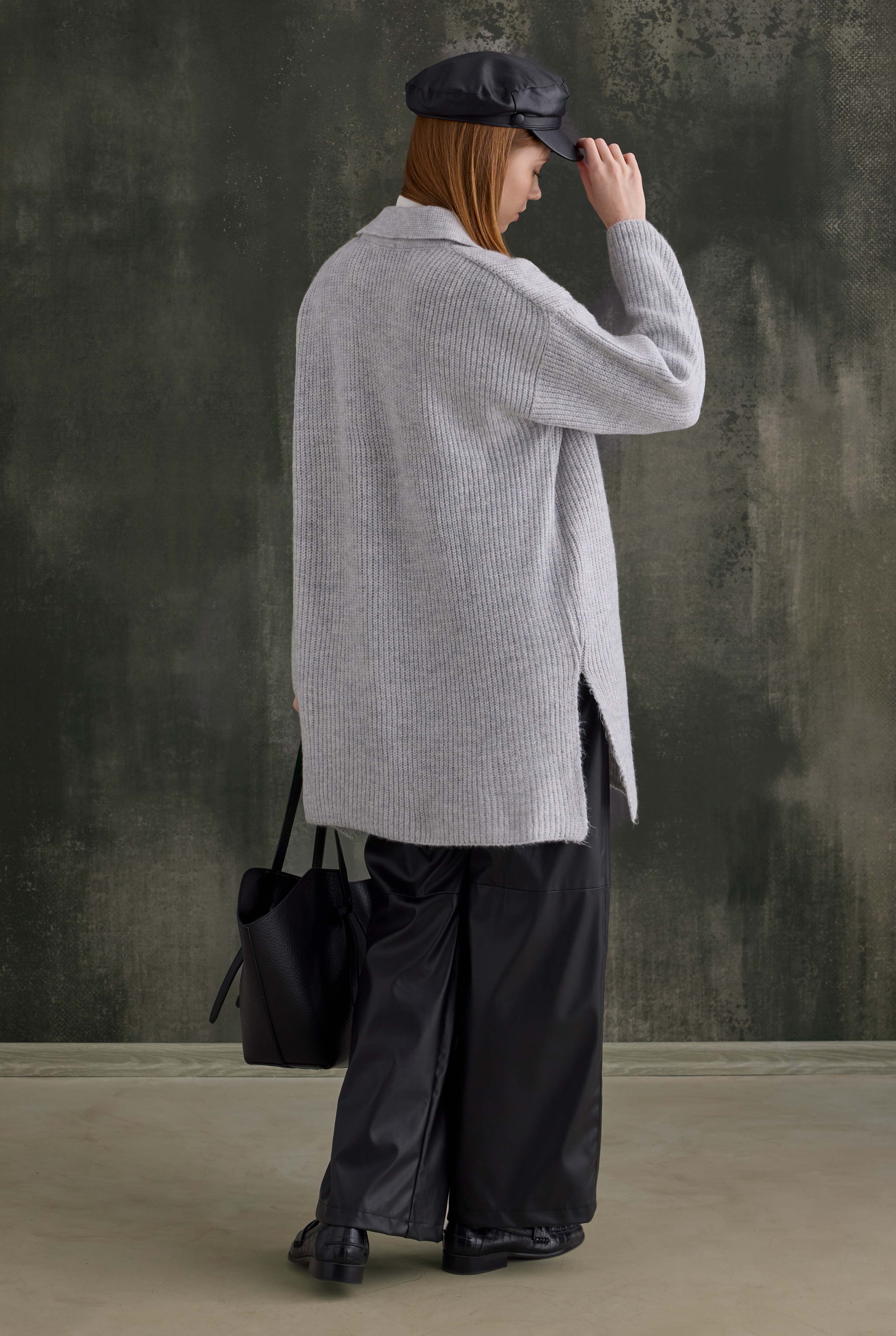 Long Polo Neck Sweater Light Gray - 6