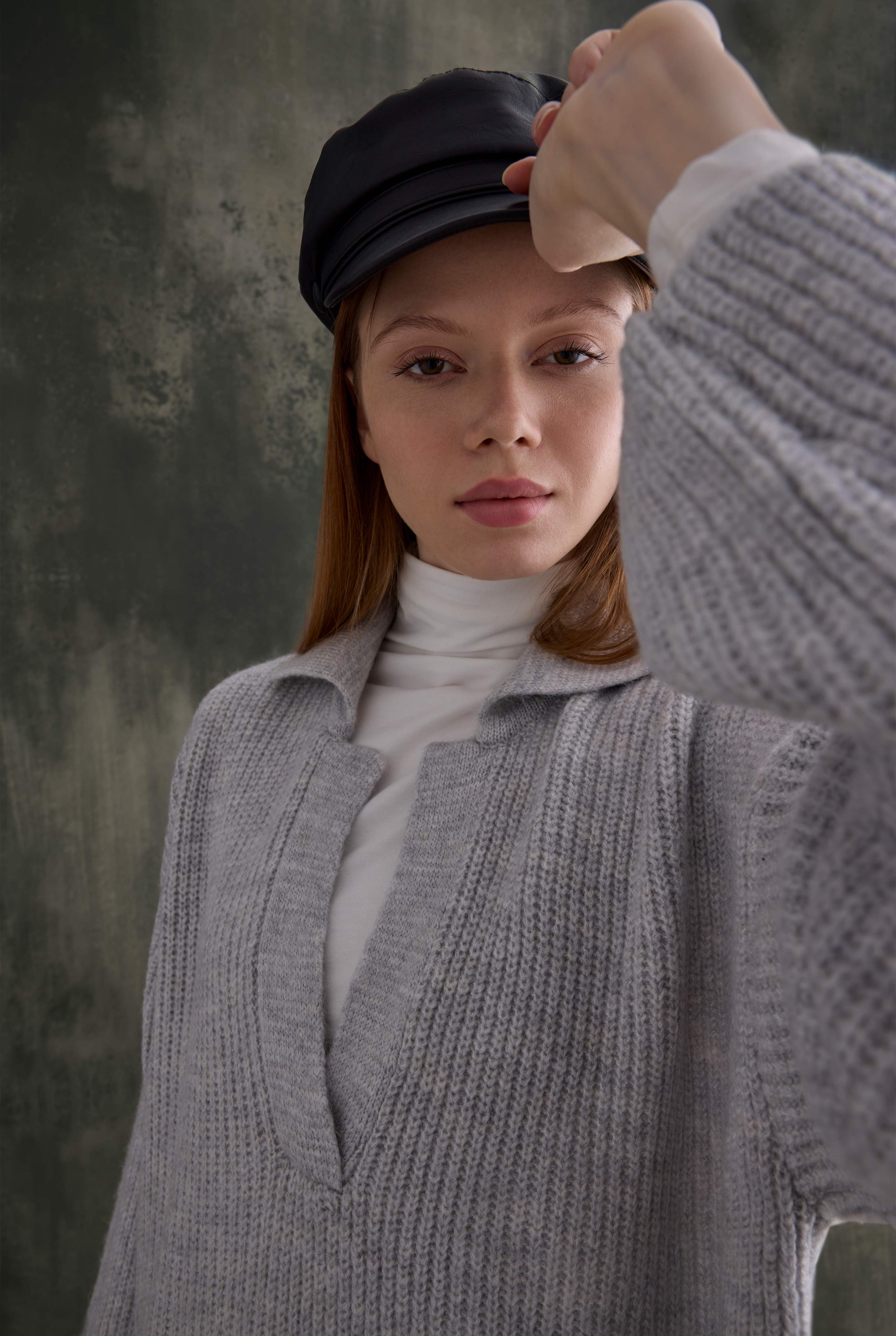 Long Polo Neck Sweater Light Gray - 5