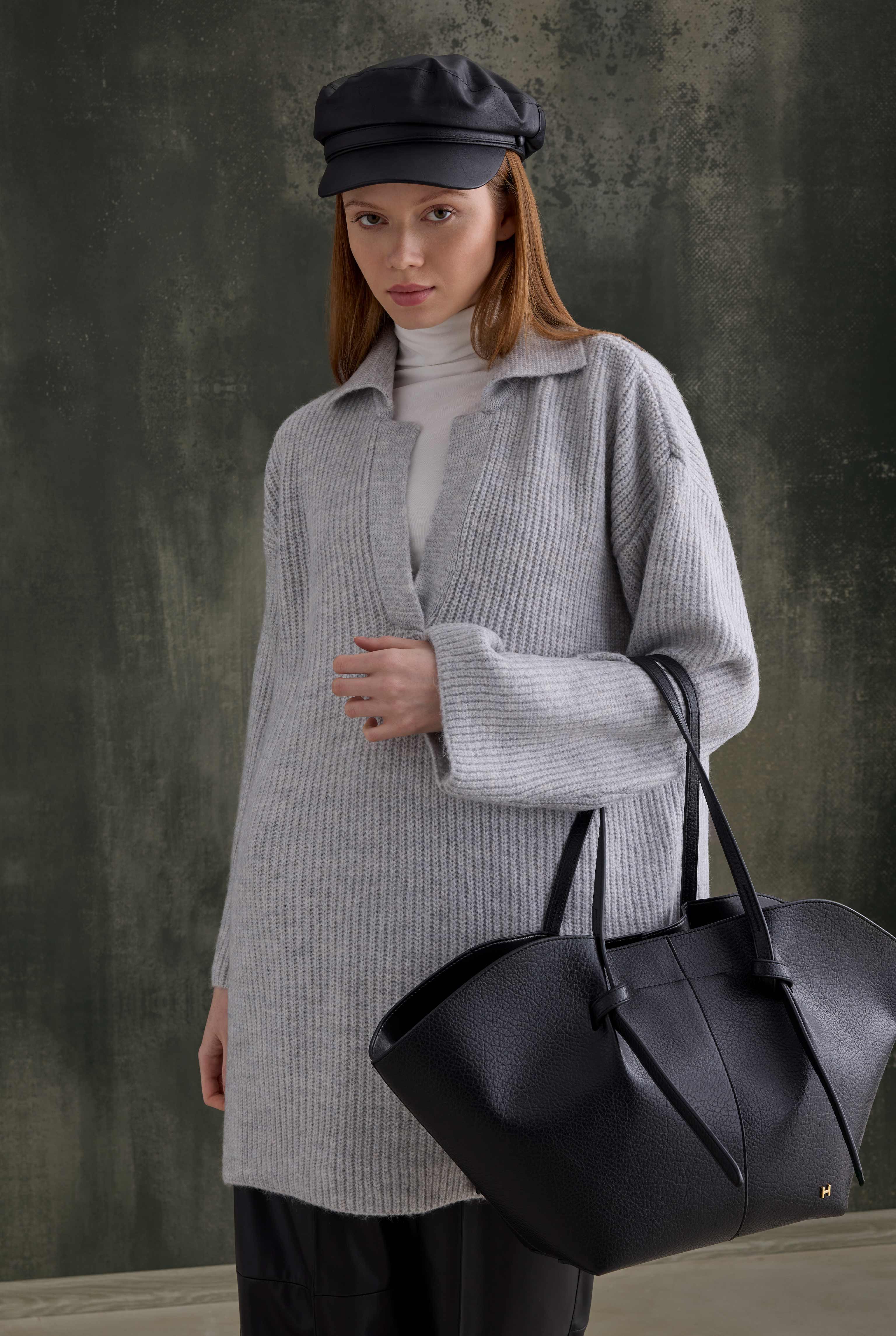 Long Polo Neck Sweater Light Gray - 2