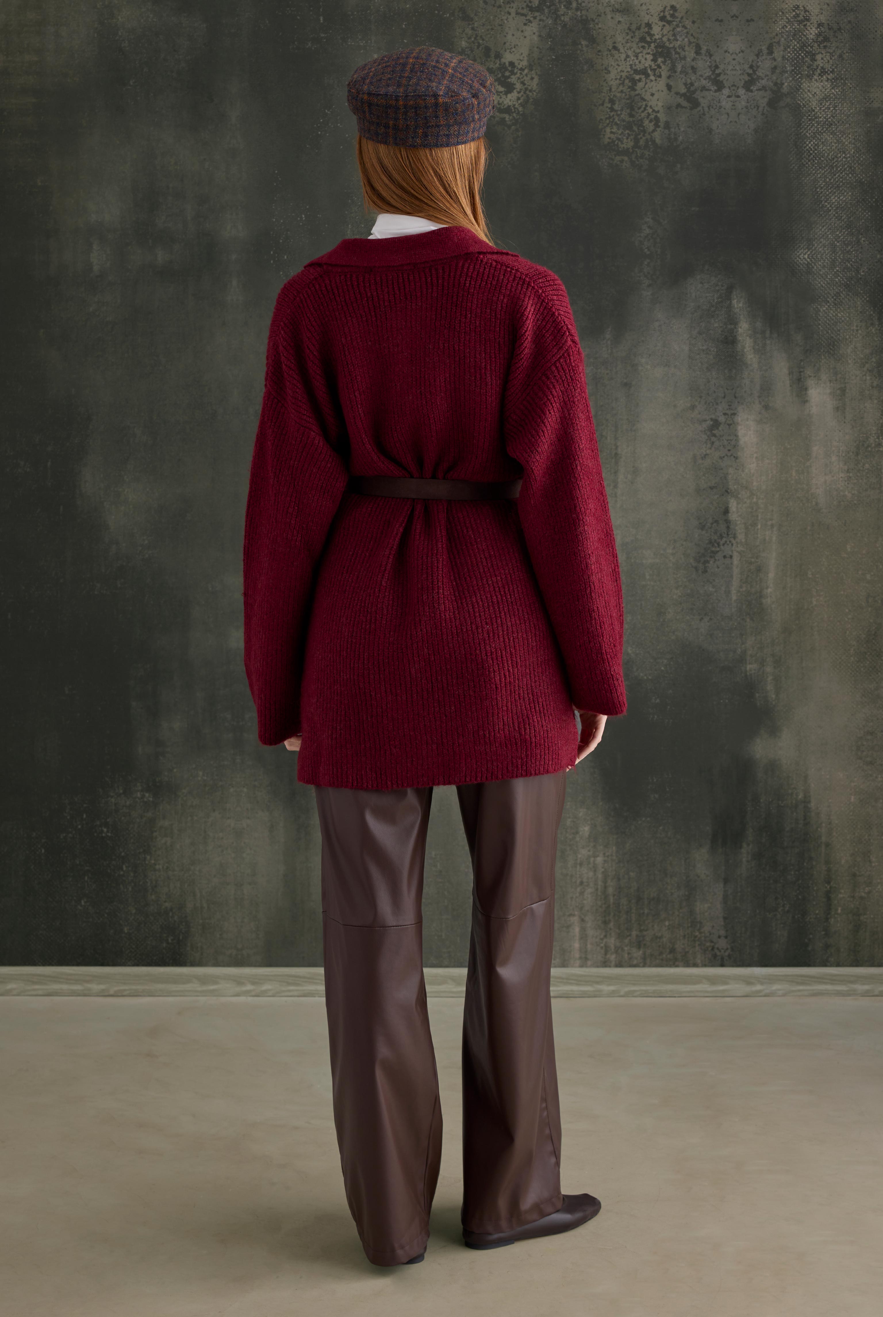 Long Polo Neck Sweater Bordeaux - 5