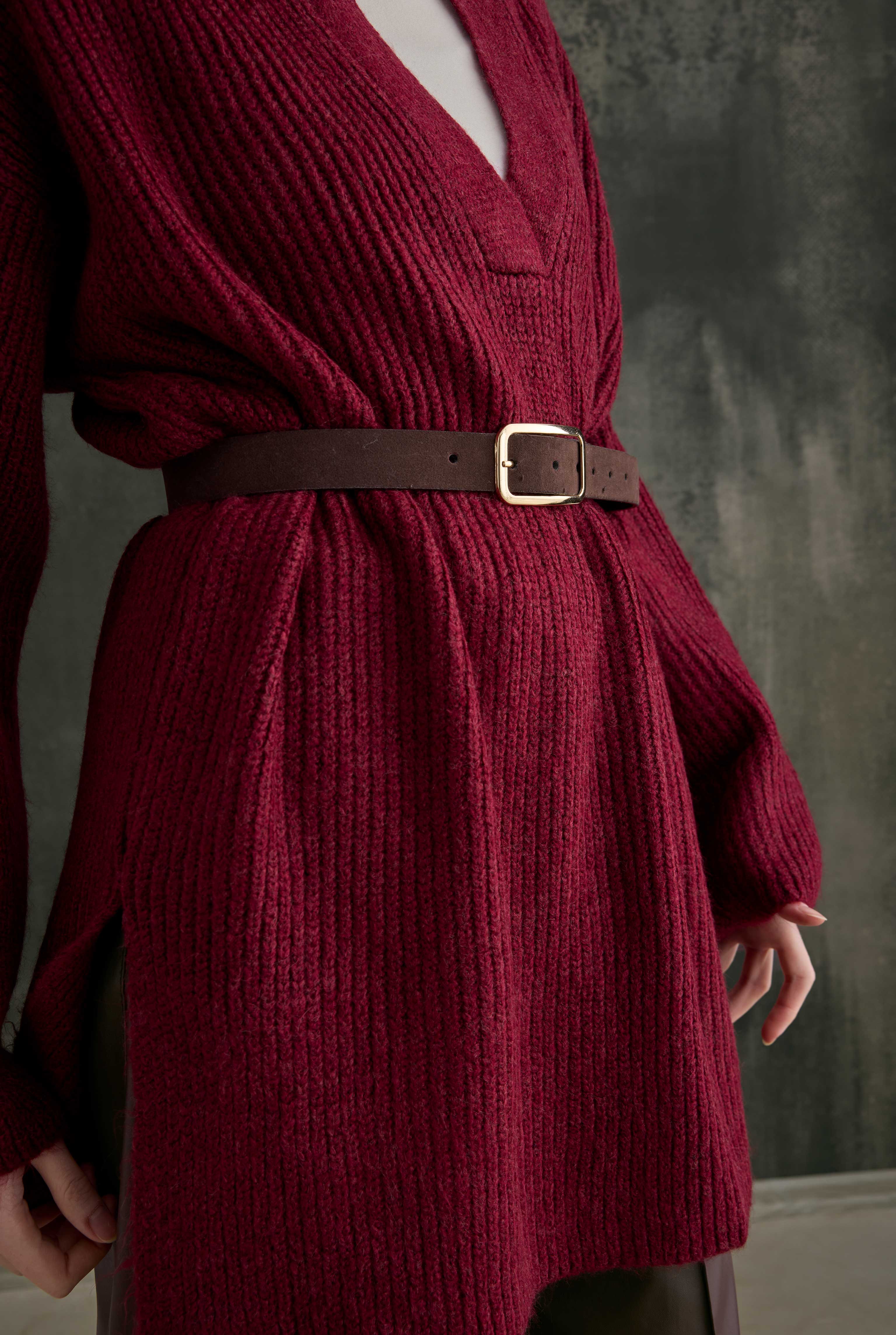 Long Polo Neck Sweater Bordeaux - 4