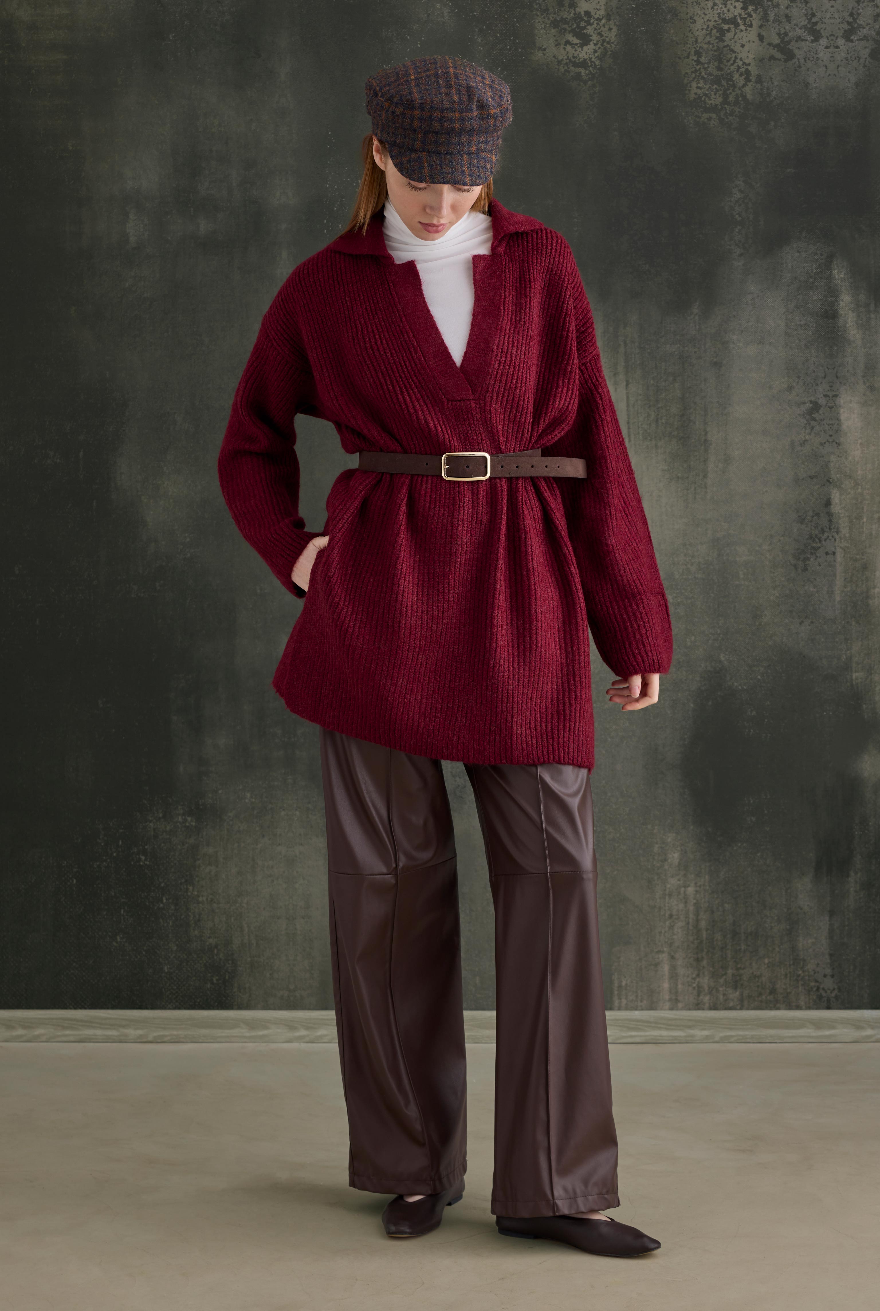 Long Polo Neck Sweater Bordeaux - 3