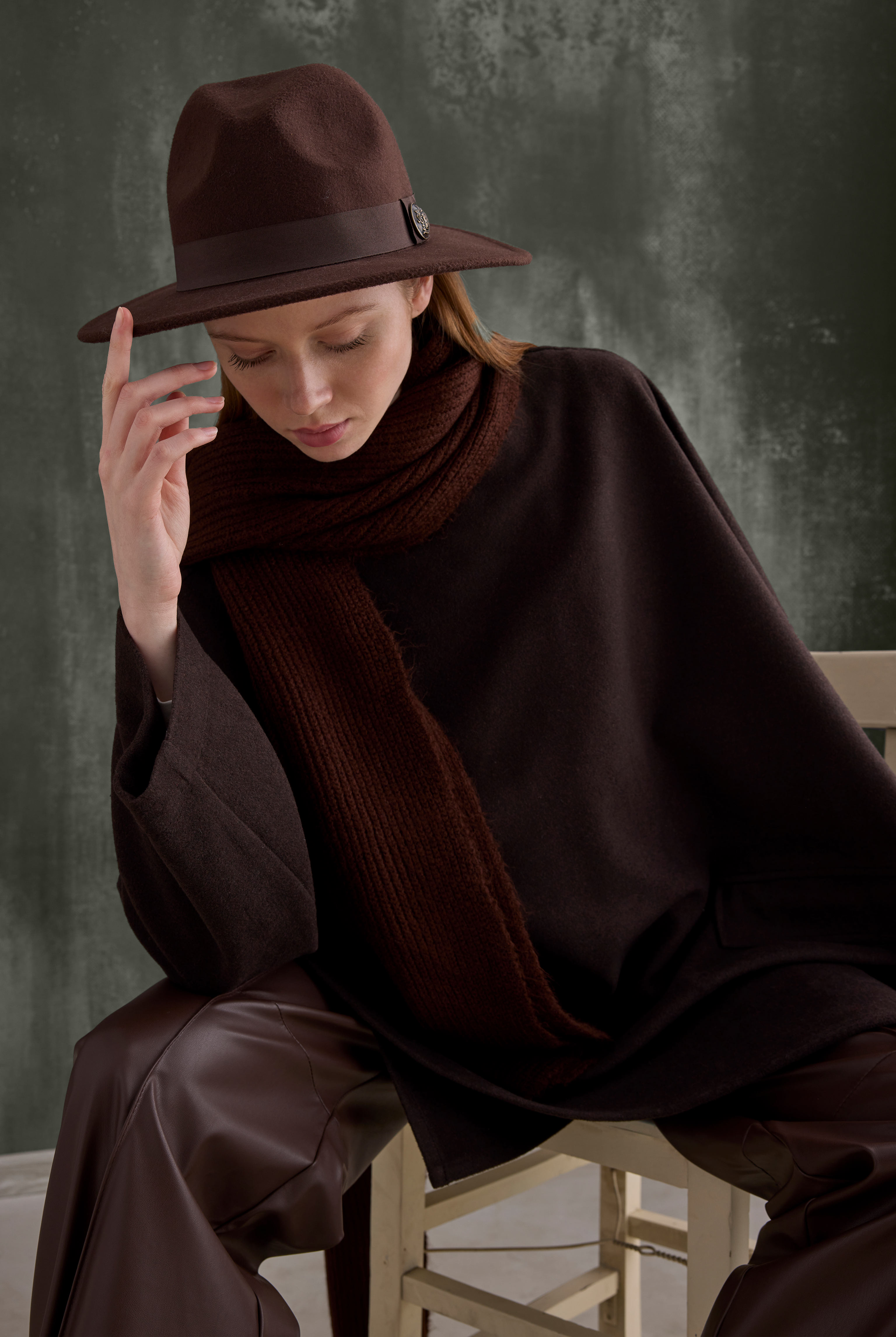Asymmetric Oversized Coat Dark Brown - 4