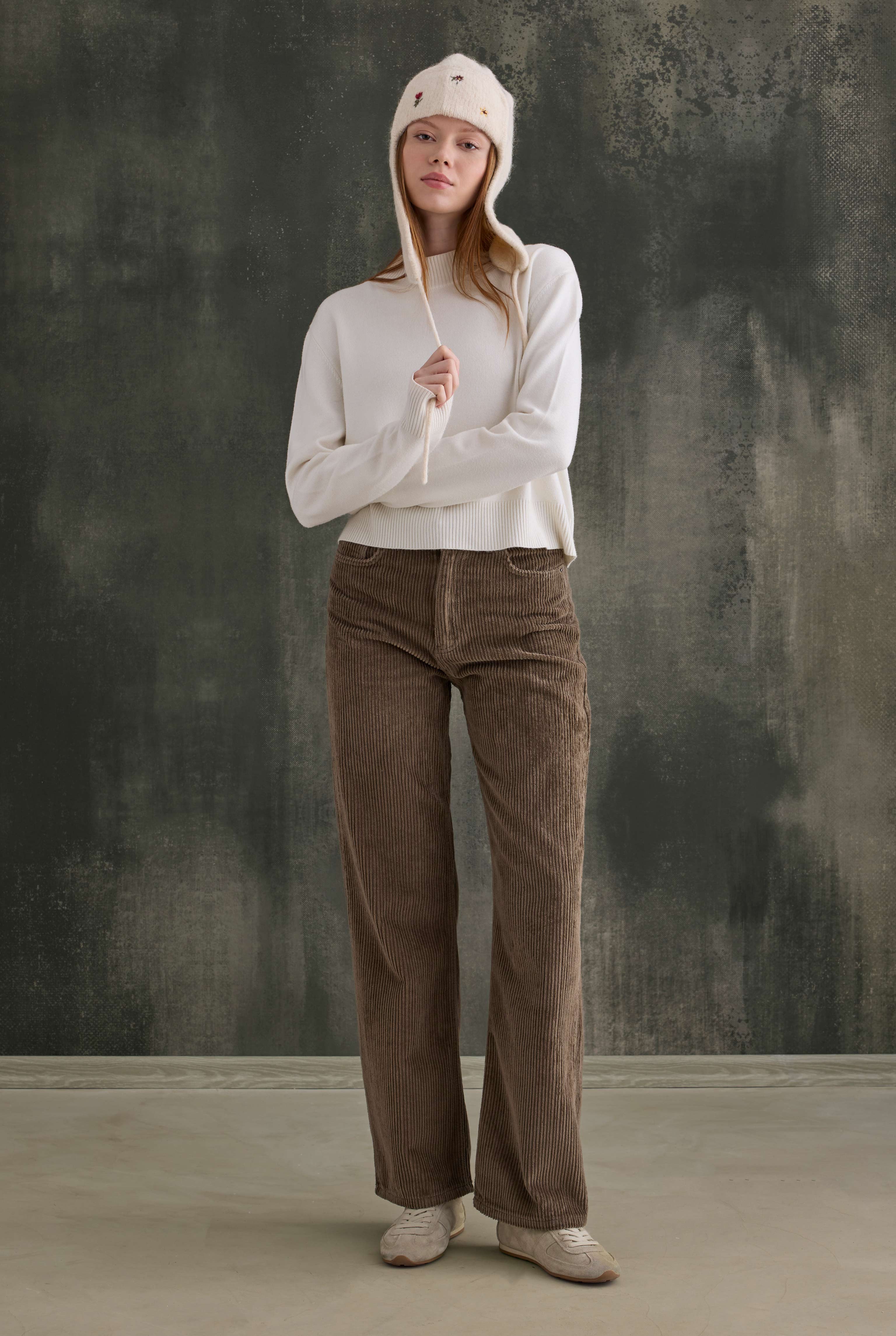 Corduroy Trousers Dark Mink - 1