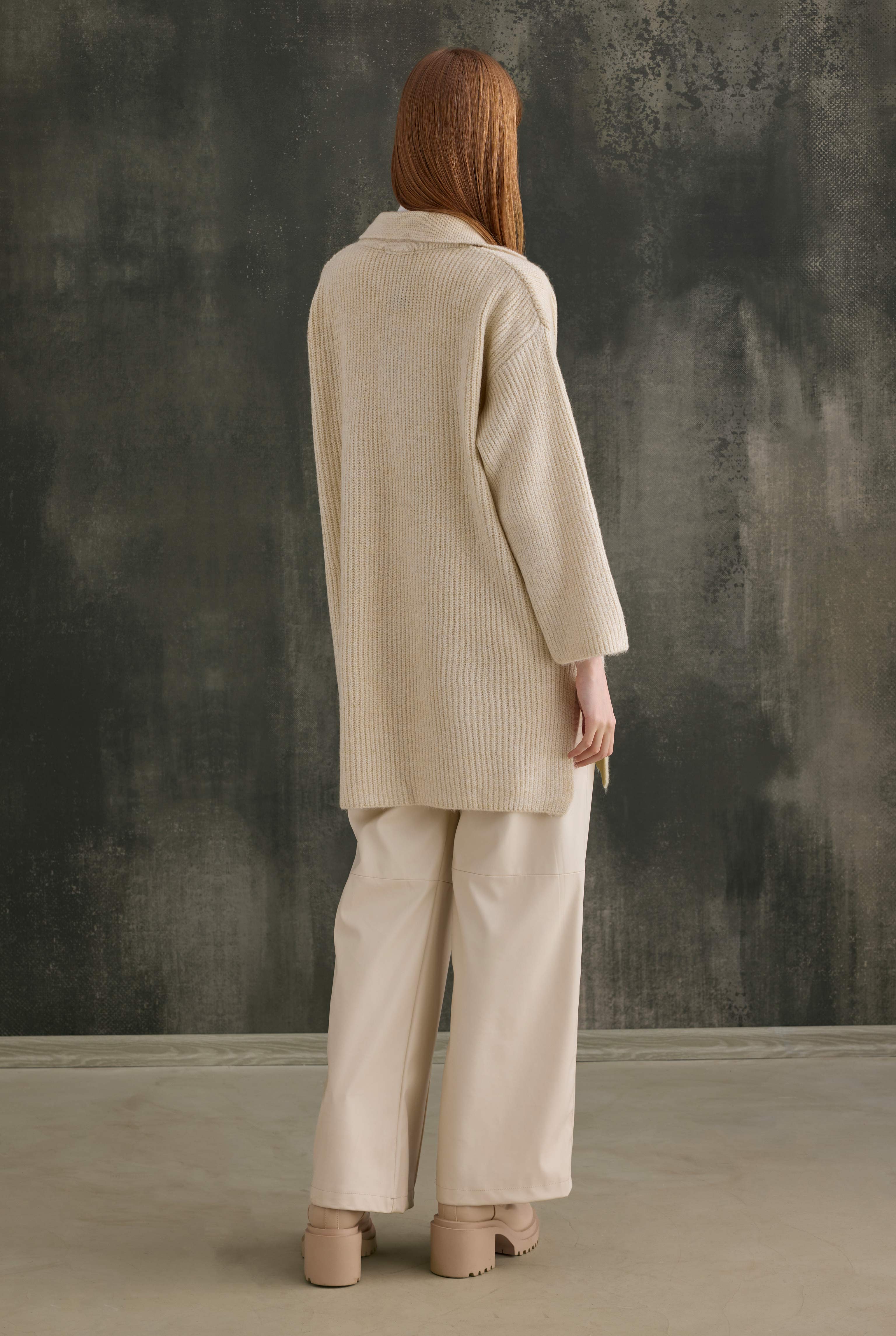 Long Polo Neck Sweater Bone - 6
