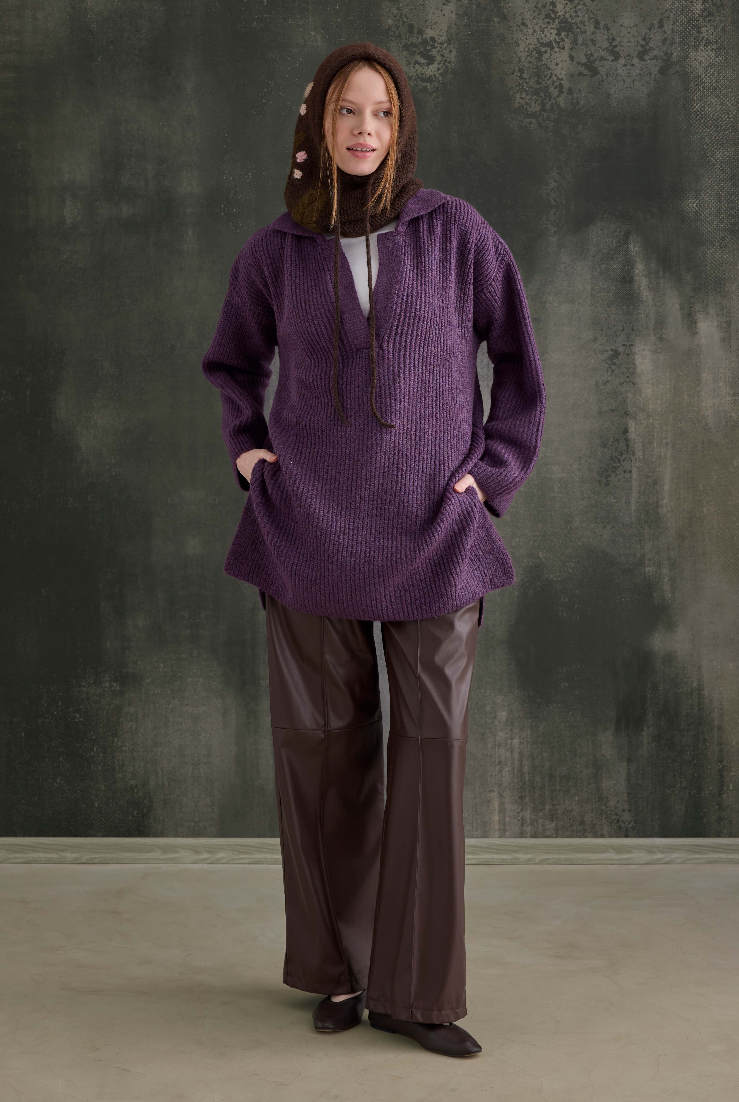 Long Polo Neck Sweater Violet - 2