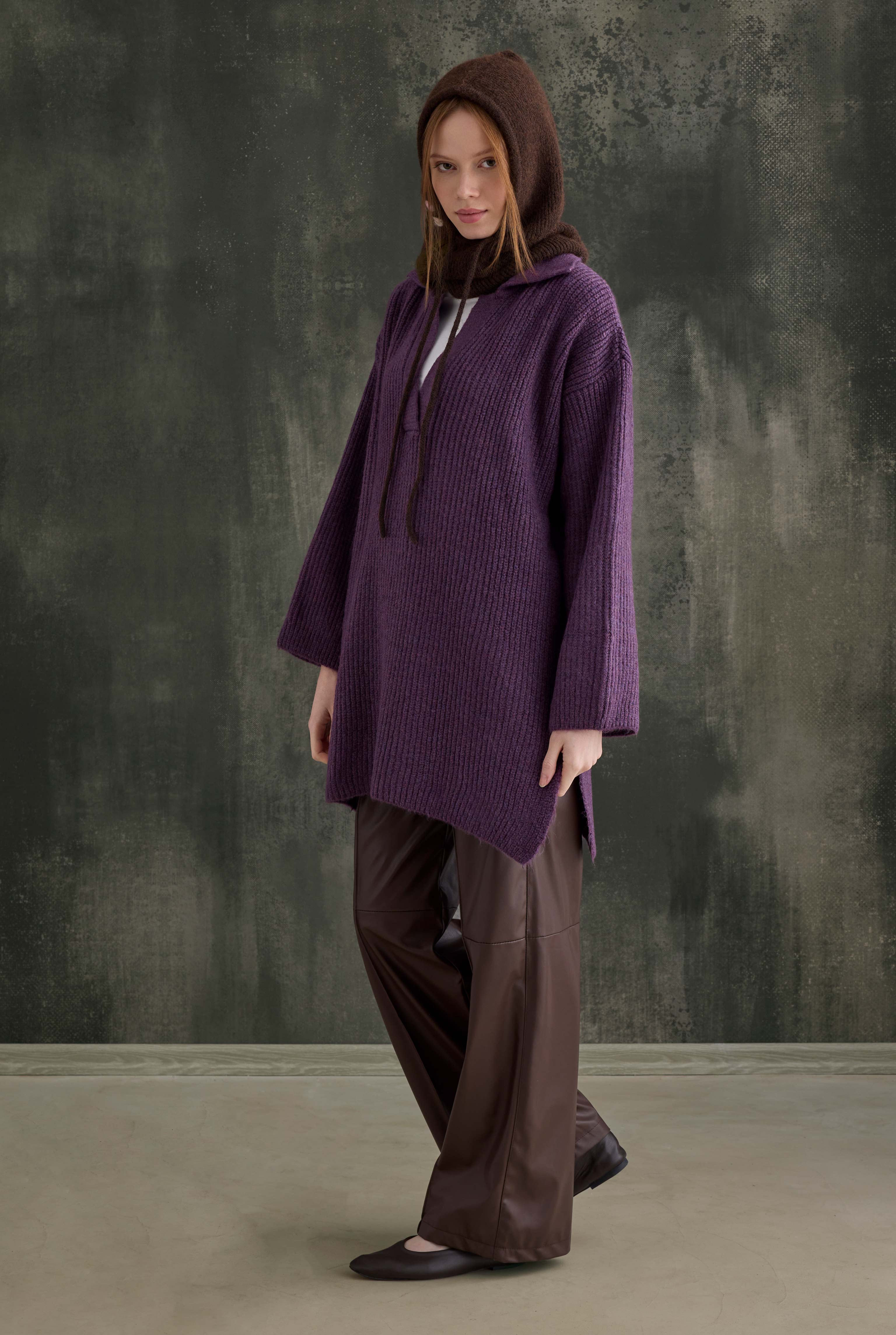 Long Polo Neck Sweater Violet - 3